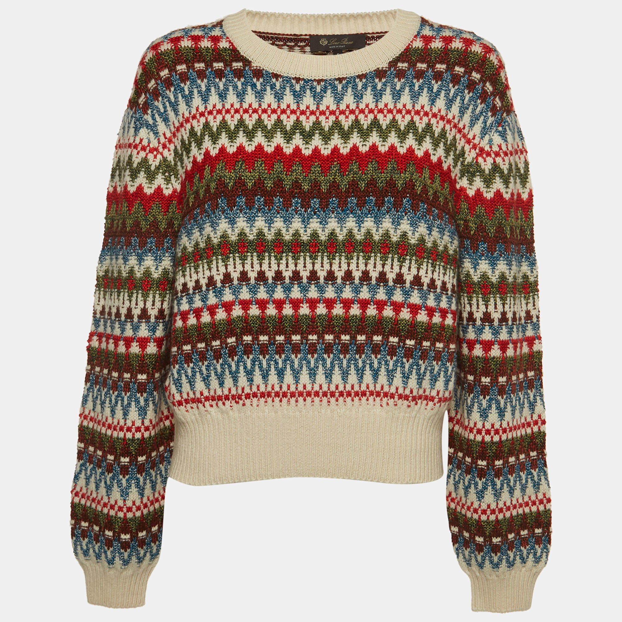 Pre Owned Loro Piana Multicolor Patterned Knit Trujillo Sweater S