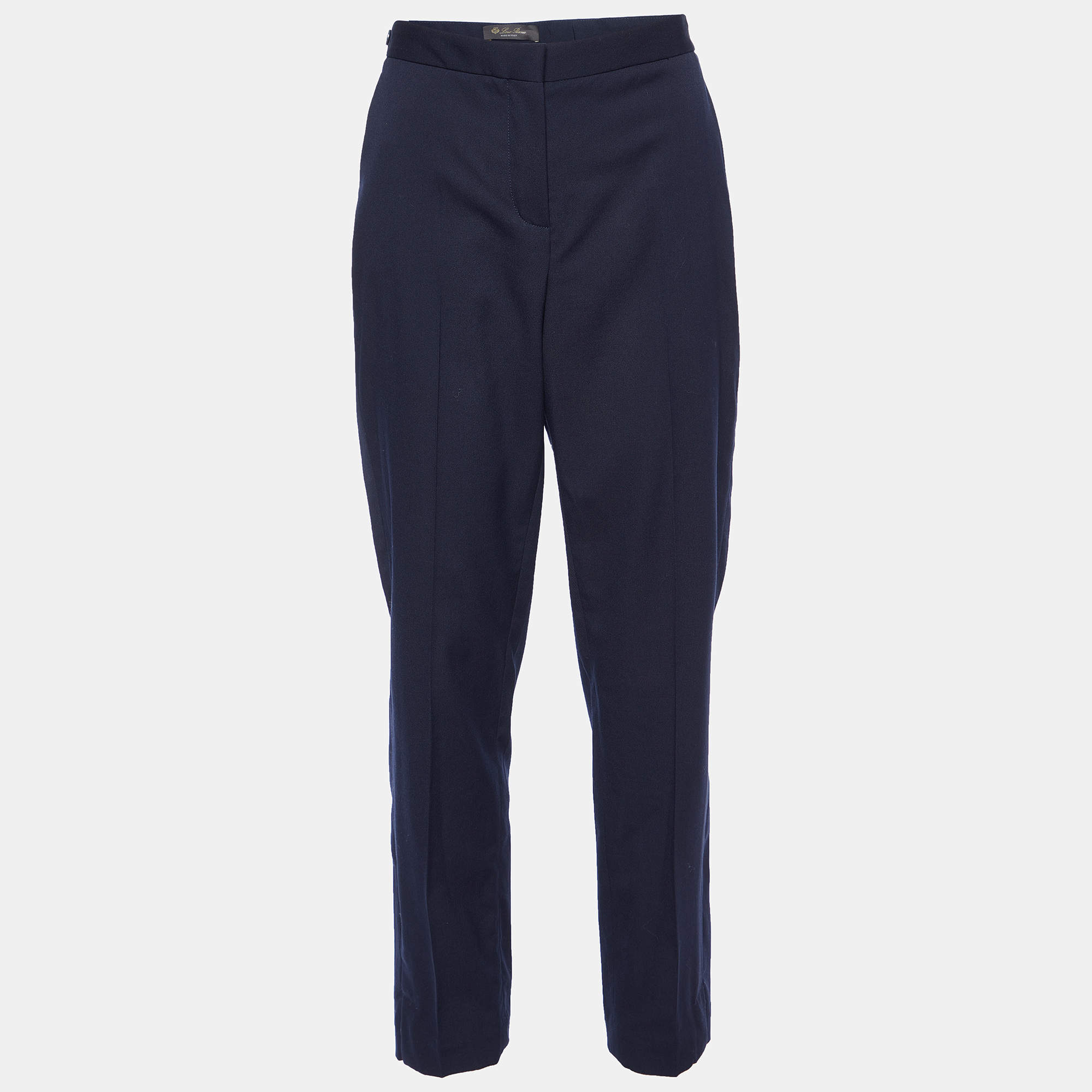 Pre Owned Loro Piana Navy Blue Wool Tailored Pants M