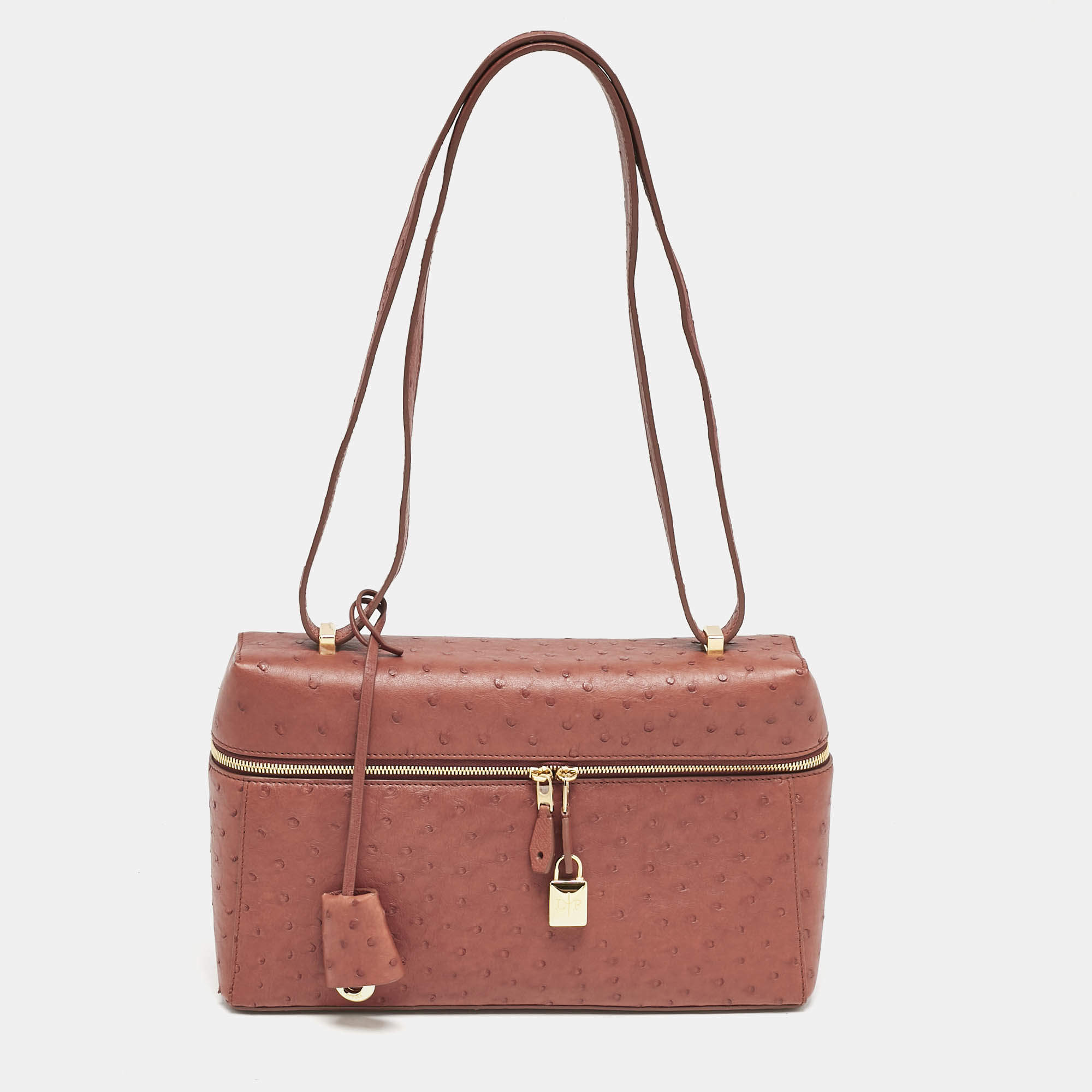 Loro Piana Brown Ostrich L27 Extra Bag