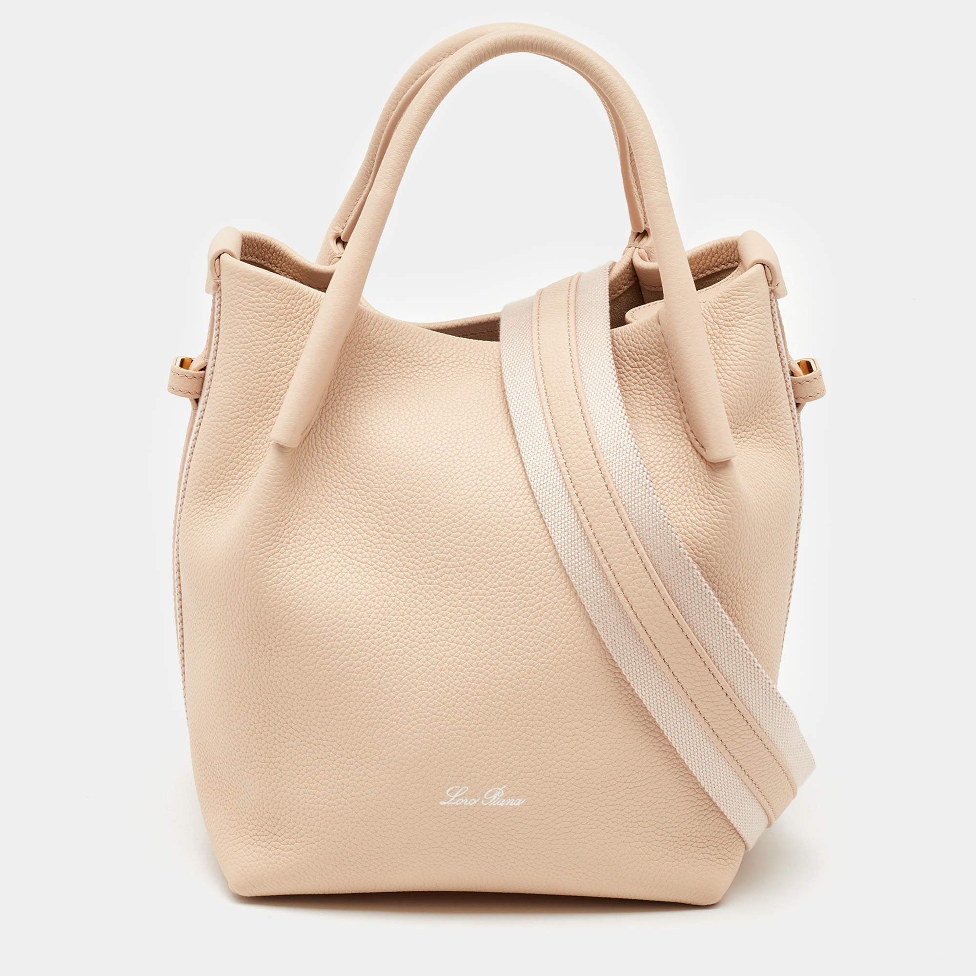 Pre Owned Loro Piana Beige Leather Small Bale Shoulder Bag