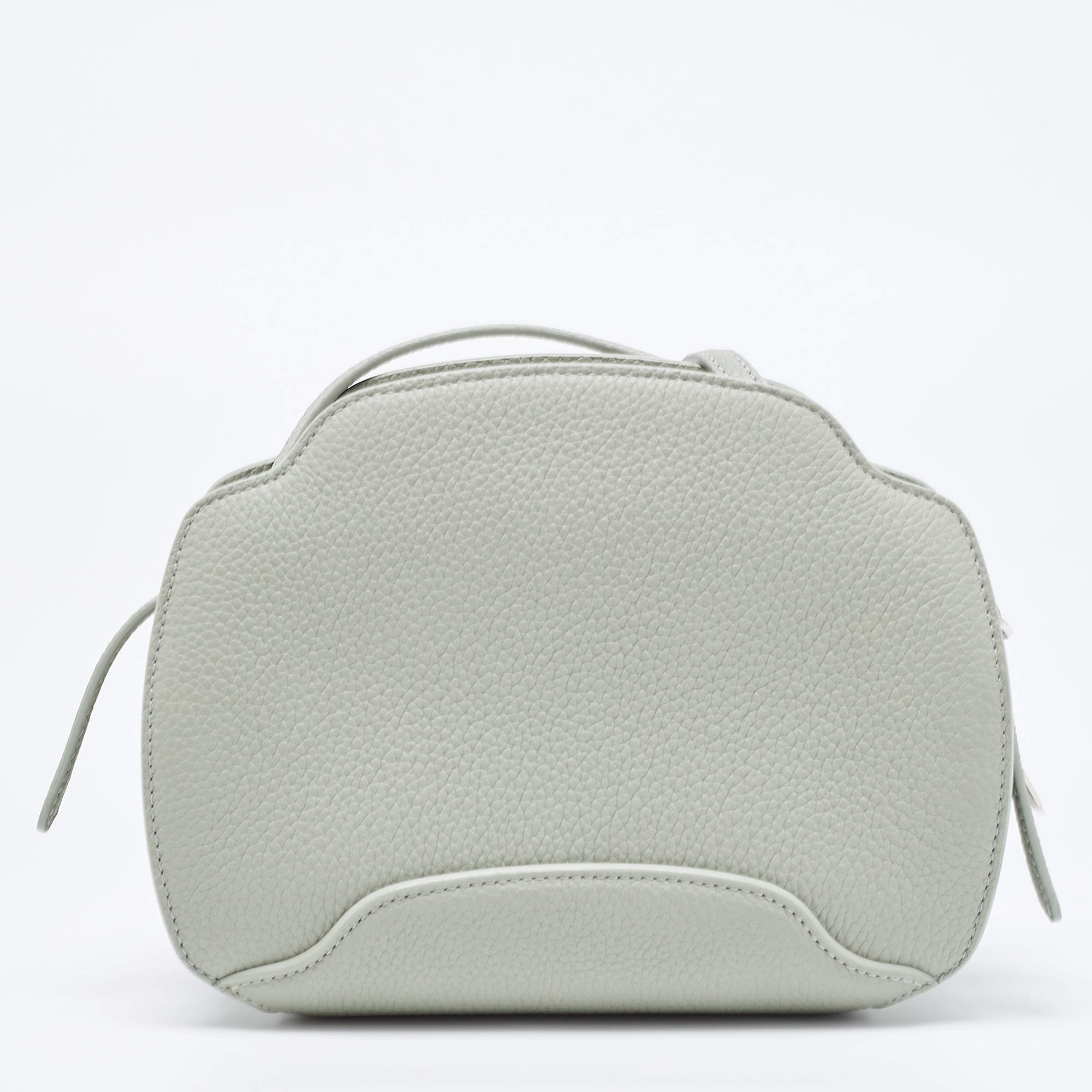 Pre Owned Loro Piana Pale Green Leather Sesia Crossbody Bag