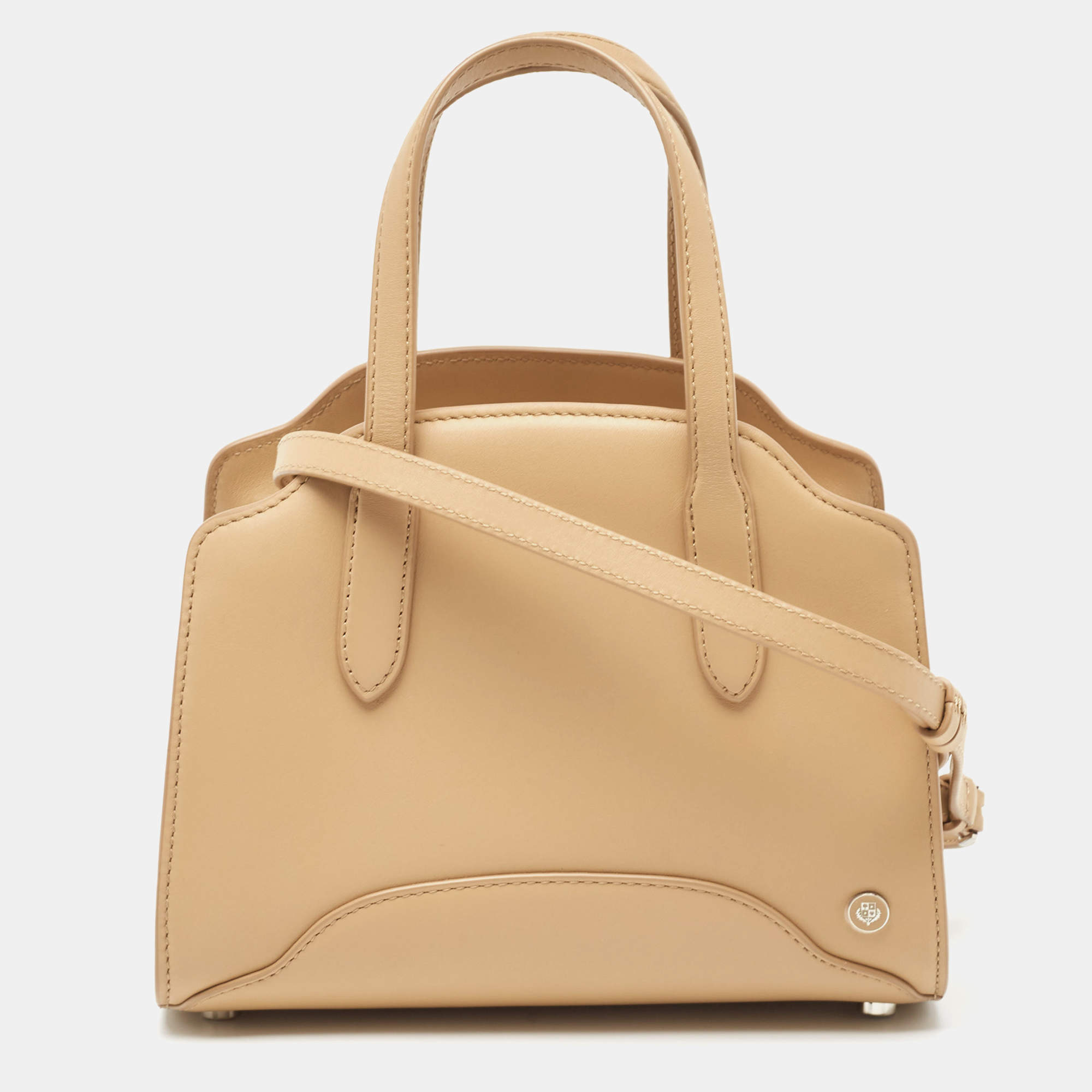 Pre Owned Loro Piana Beige Leather Micro Sesia Tote