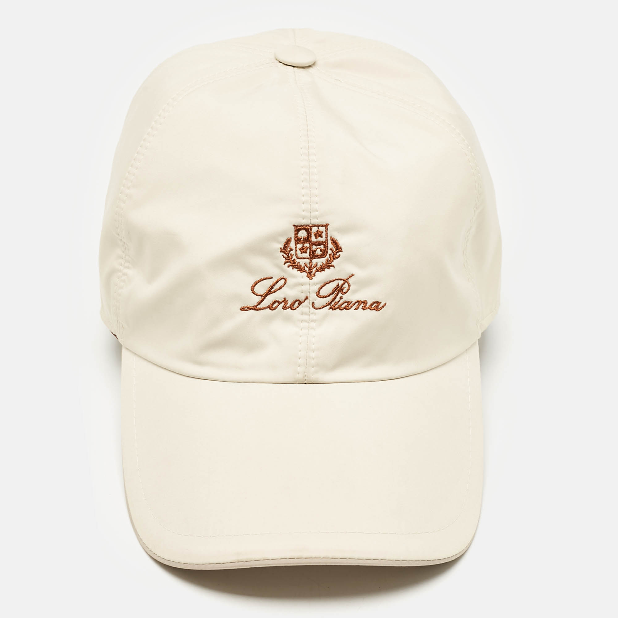 Pre Owned Loro Piano Cream Logo Embroidered Storm System Baseball Cap M