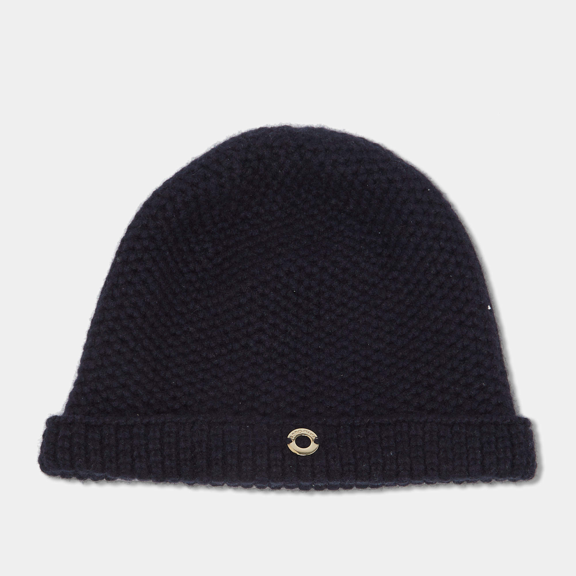 Pre Owned Loro Piana Dark Blue Chunky Knit Cashmere Beanie
