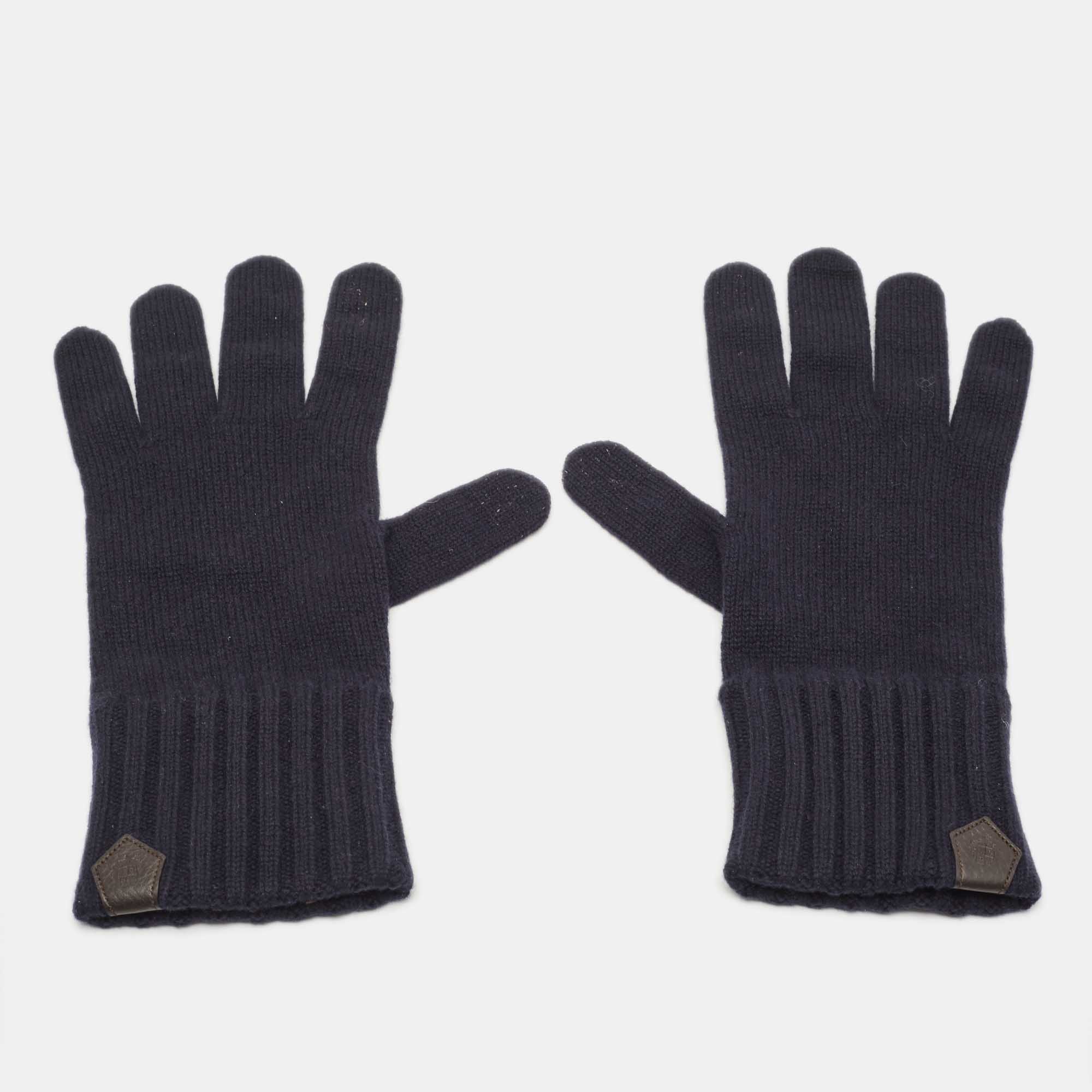 Pre Owned Loro Piana Navy Blue Cashmere Adler Gloves M