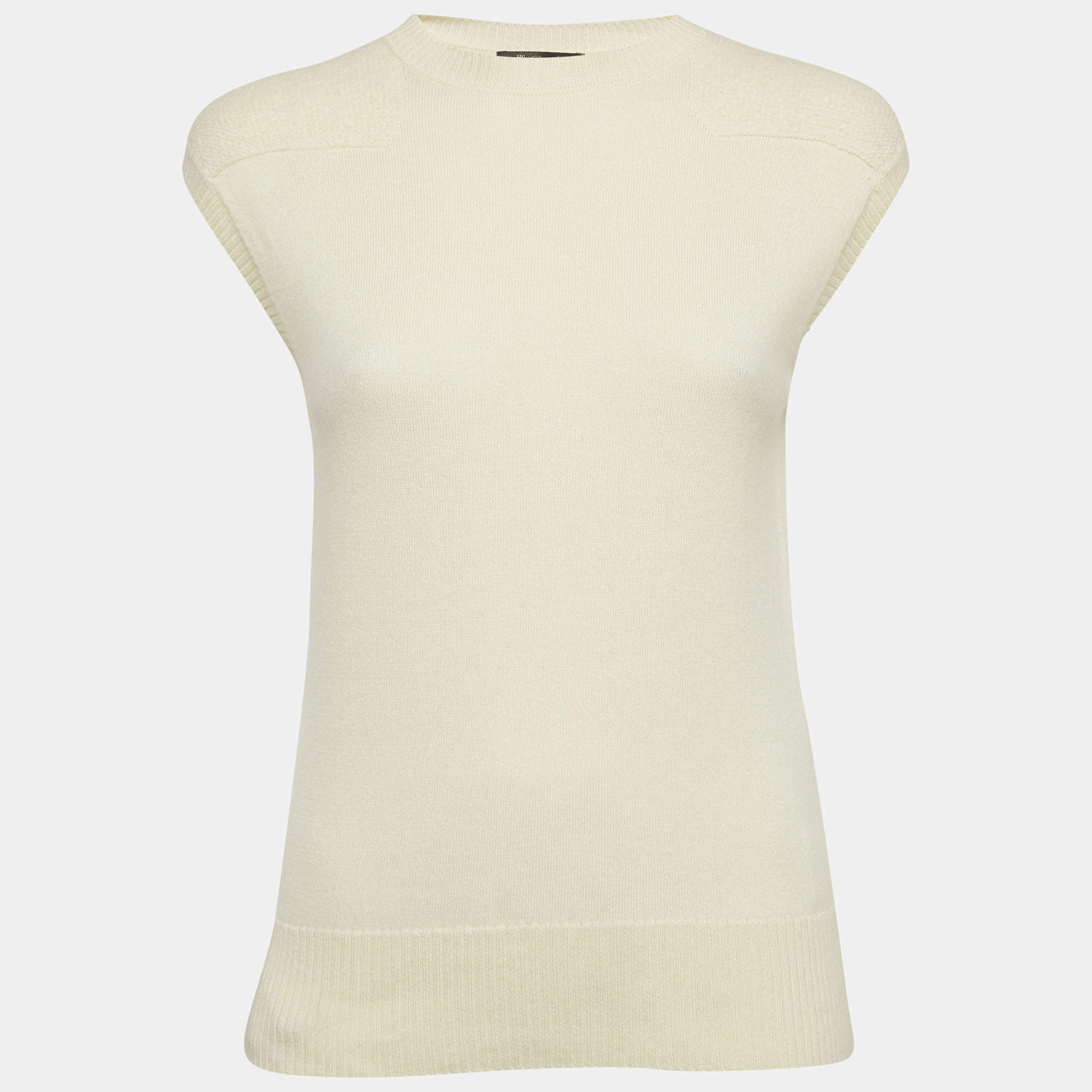 Pre Owned Loro Piana Cream Cashmere Knit Vest S