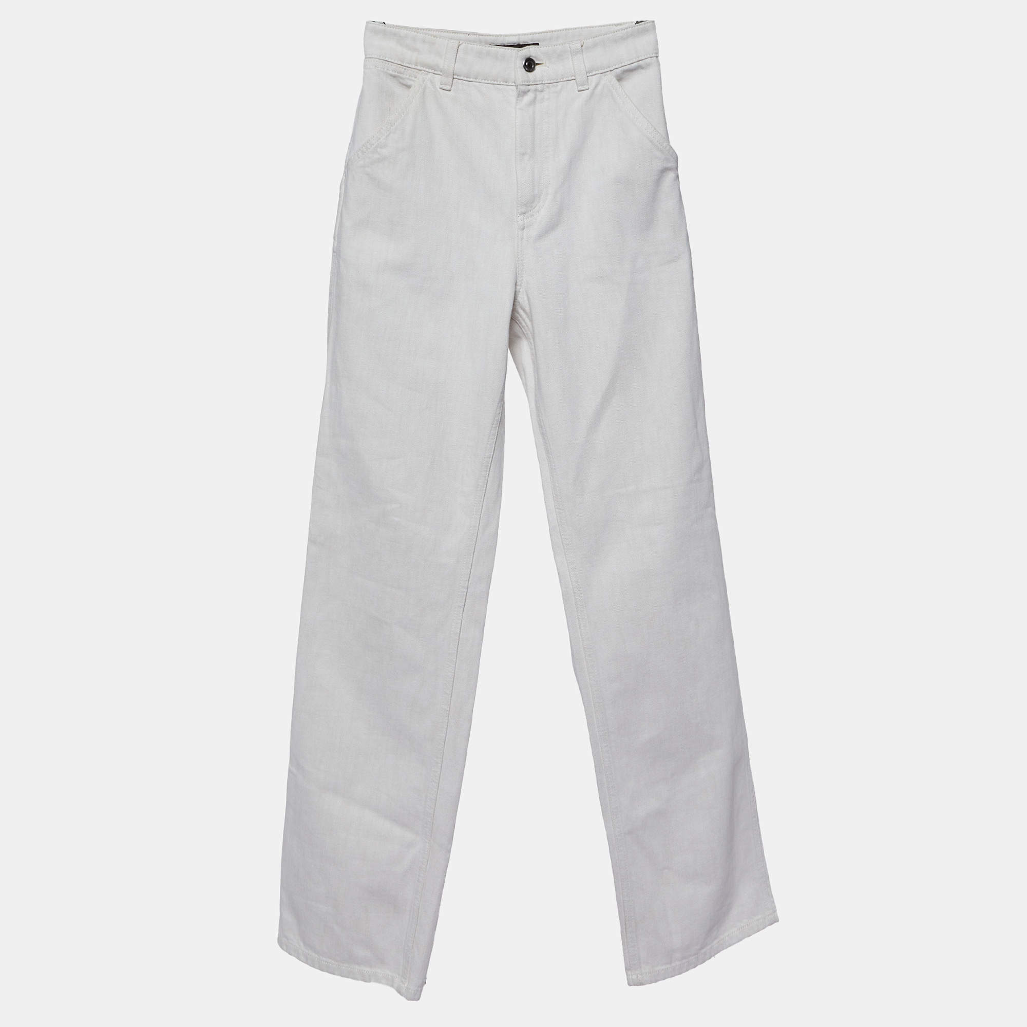 Loro Piana Ivory White Cotton Releigh Trousers XS