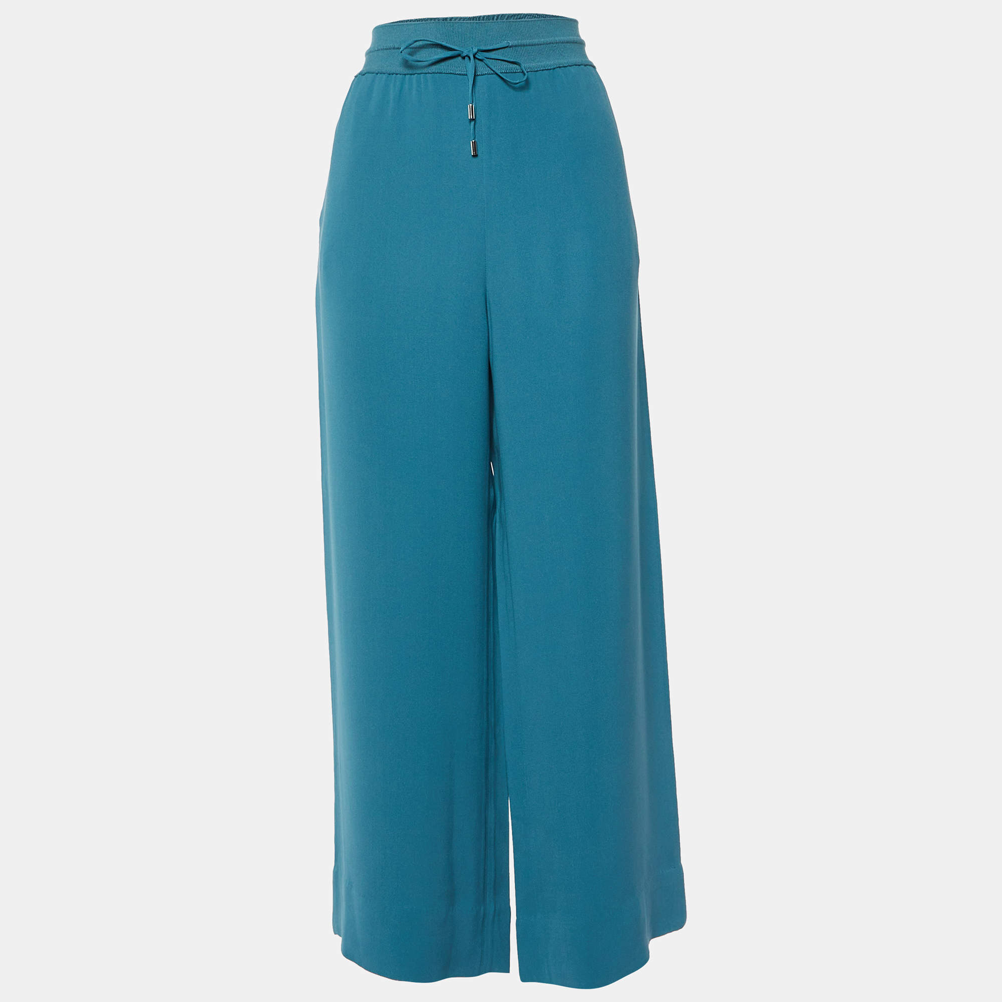 Pre Owned Loro Piana Blue Silk Crepe Joggers M