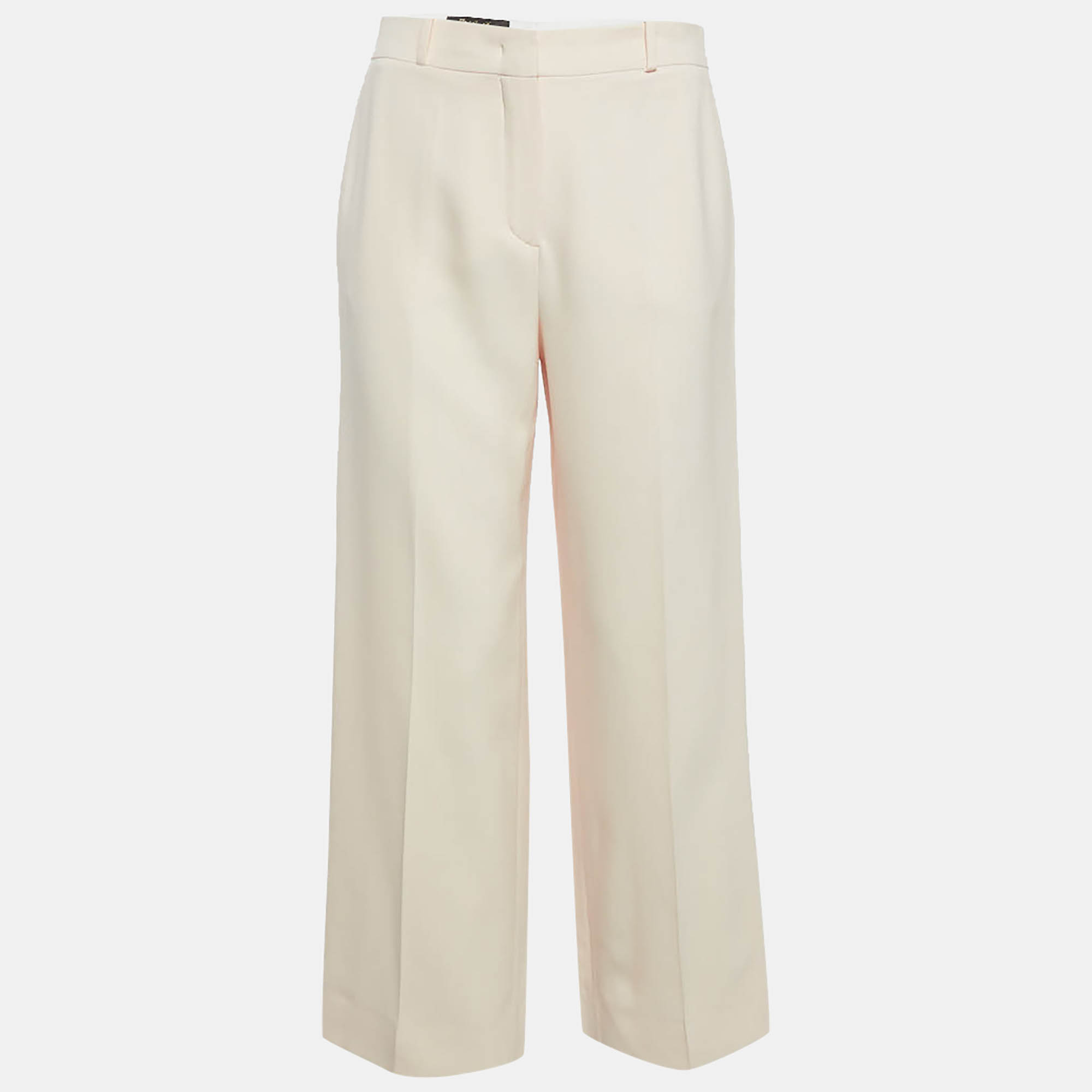 Pre Owned Loro Piana Light Pink Straight Leg Trousers M
