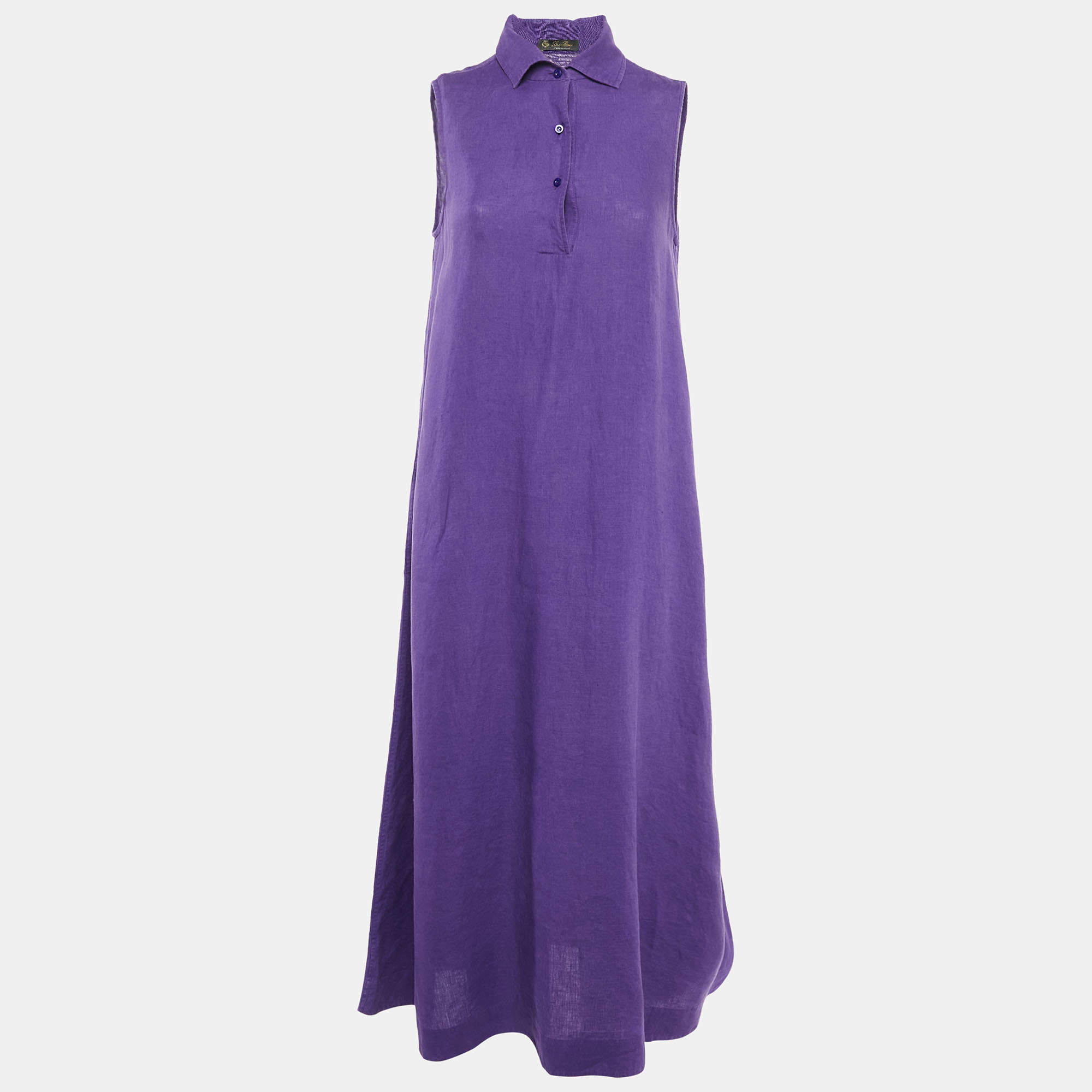 Loro Piana Purple Linen Sleeveless Long Dress M