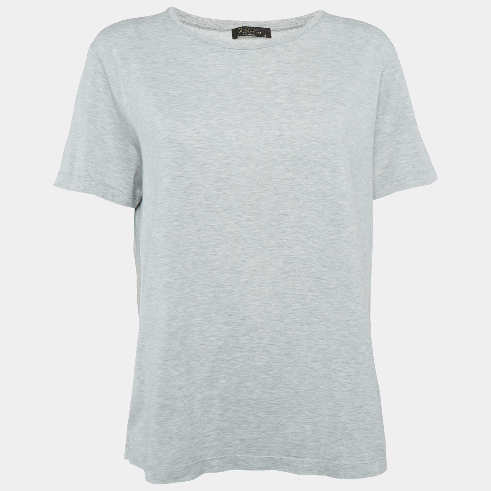 Loro Piana Grey Cotton Round Neck T-Shirt M