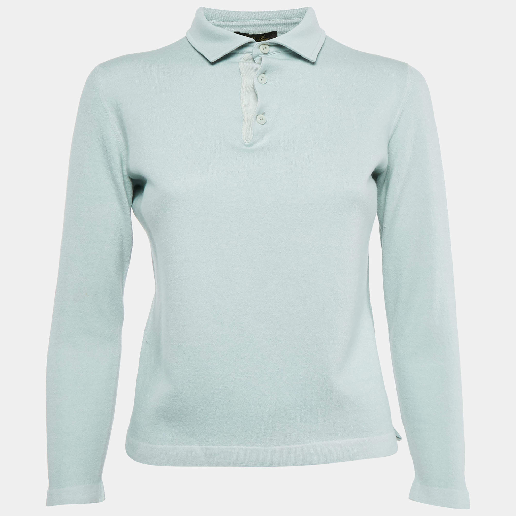 Pre Owned Loro Piana Light Blue Wool Blend Polo T-Shirt XL
