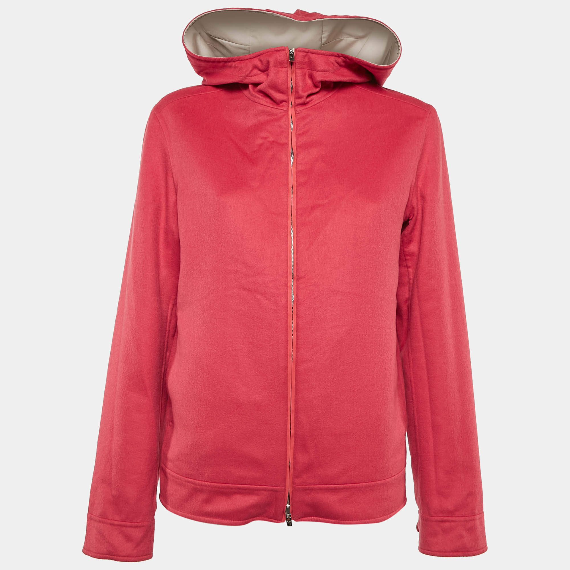 Loro Piana Beige Synthetic Zip-Up Strom System Reversible Hoodie Jacket M