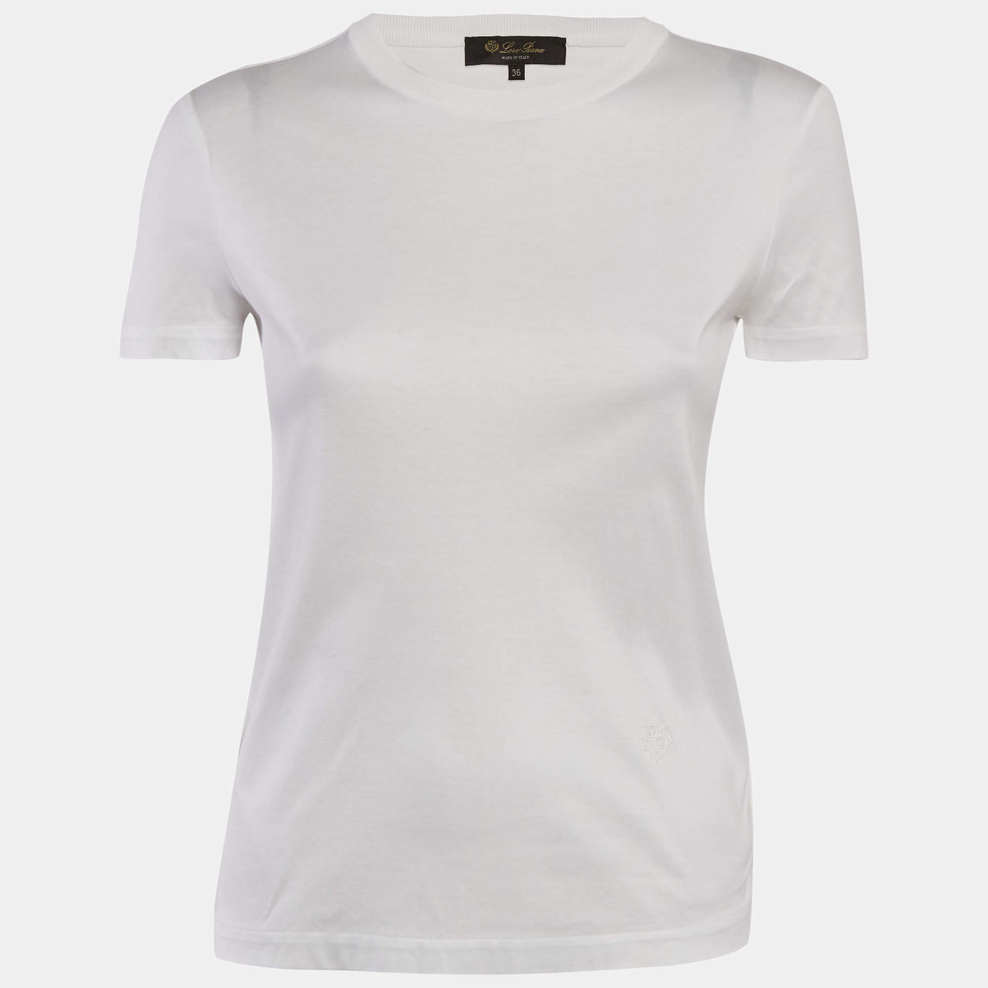 Pre Owned Loro Piana White Cotton Jersey Crew Neck T-Shirt XS