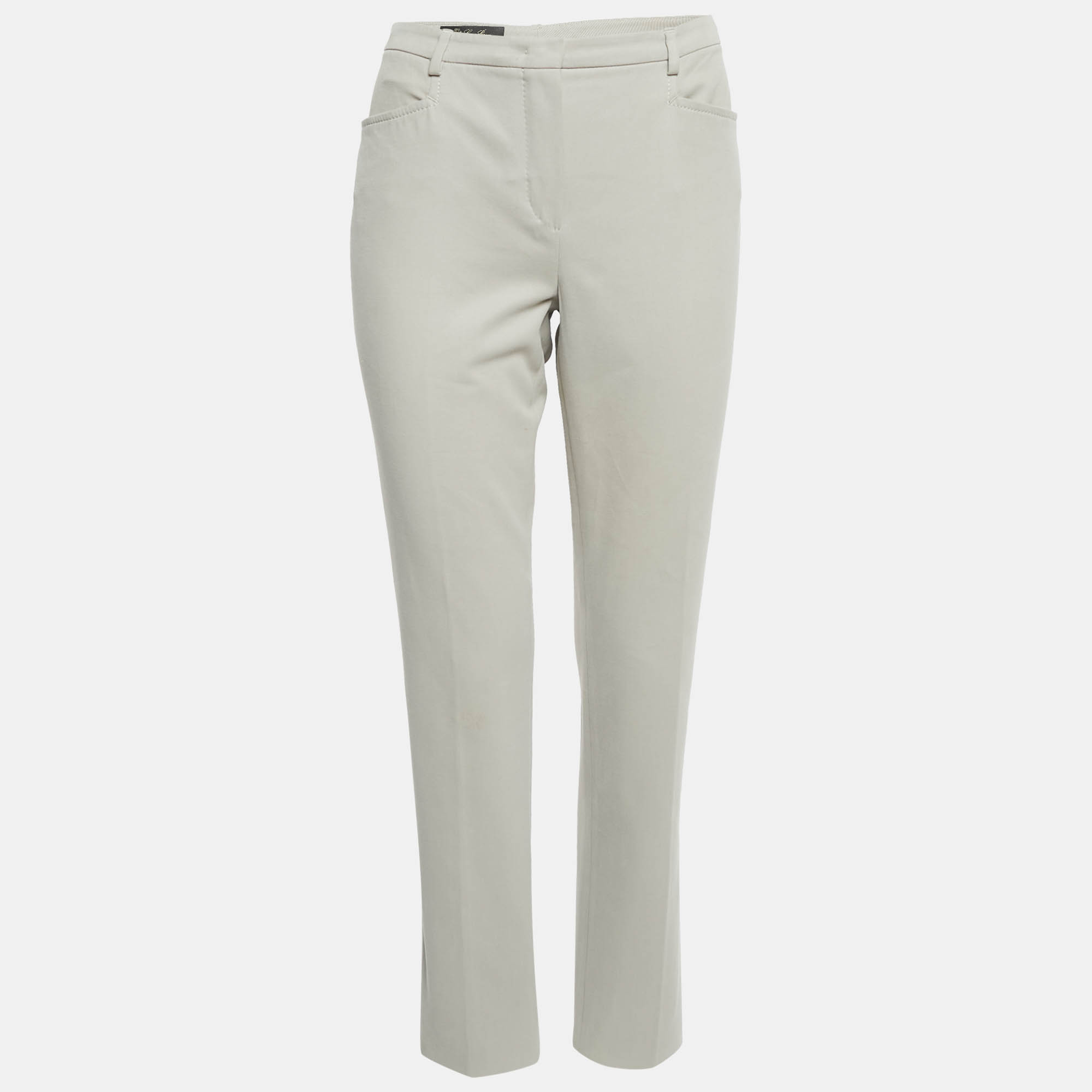 Loro Piana Grey Cotton Slim Fit Trousers M
