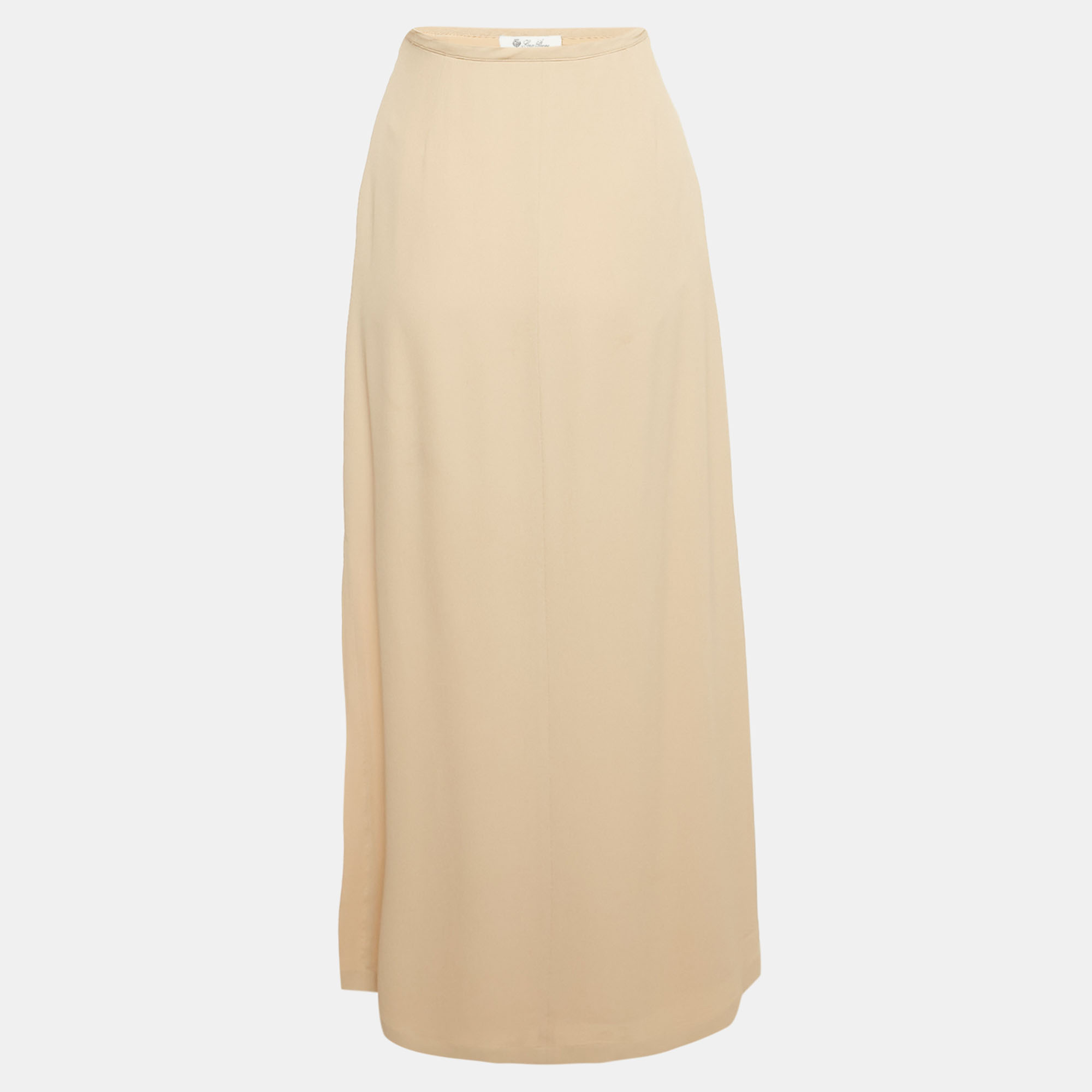 Pre Owned Loro Piana Beige Silk Maxi Skirt S