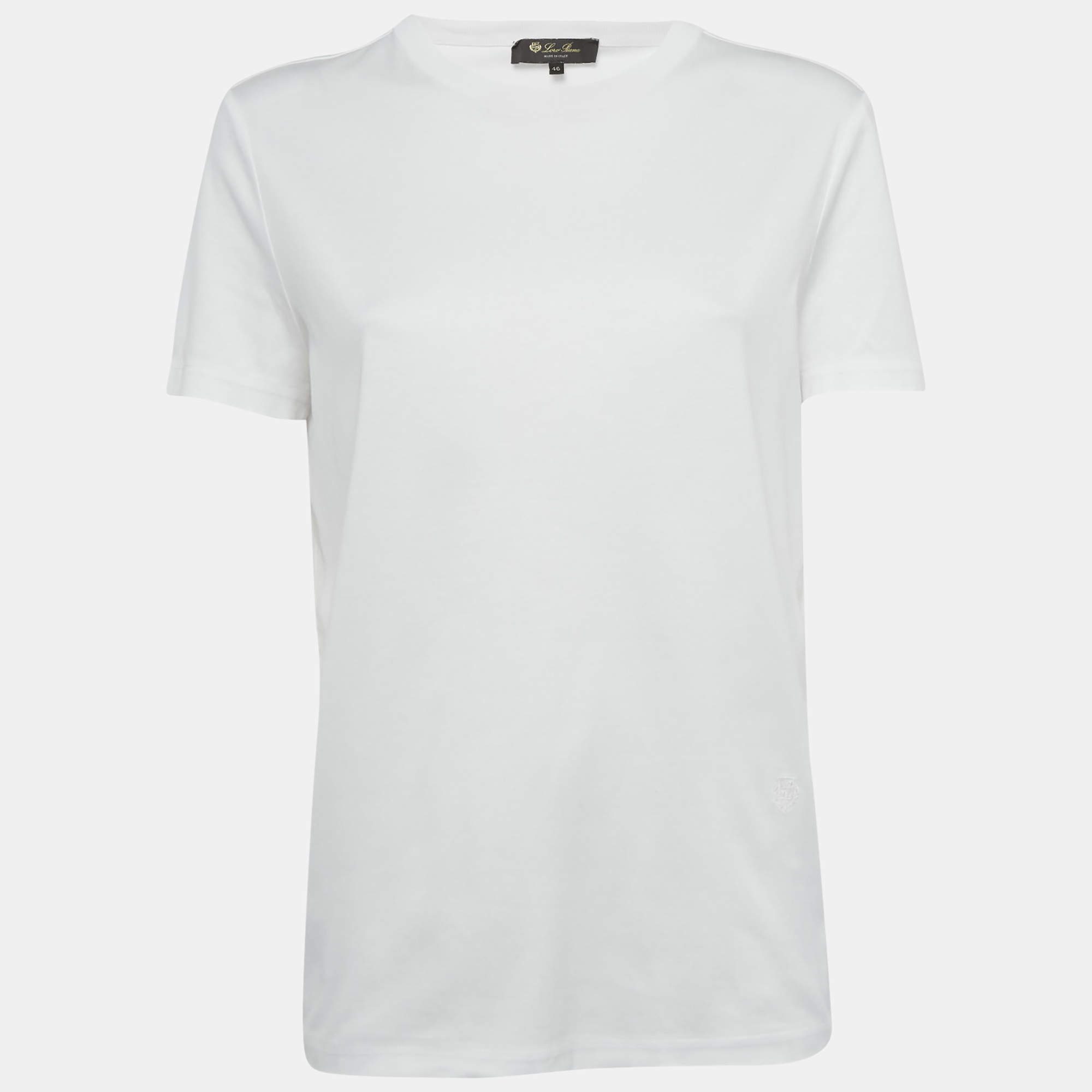 Pre Owned Loro Piana White Cotton Crew Neck T-Shirt L