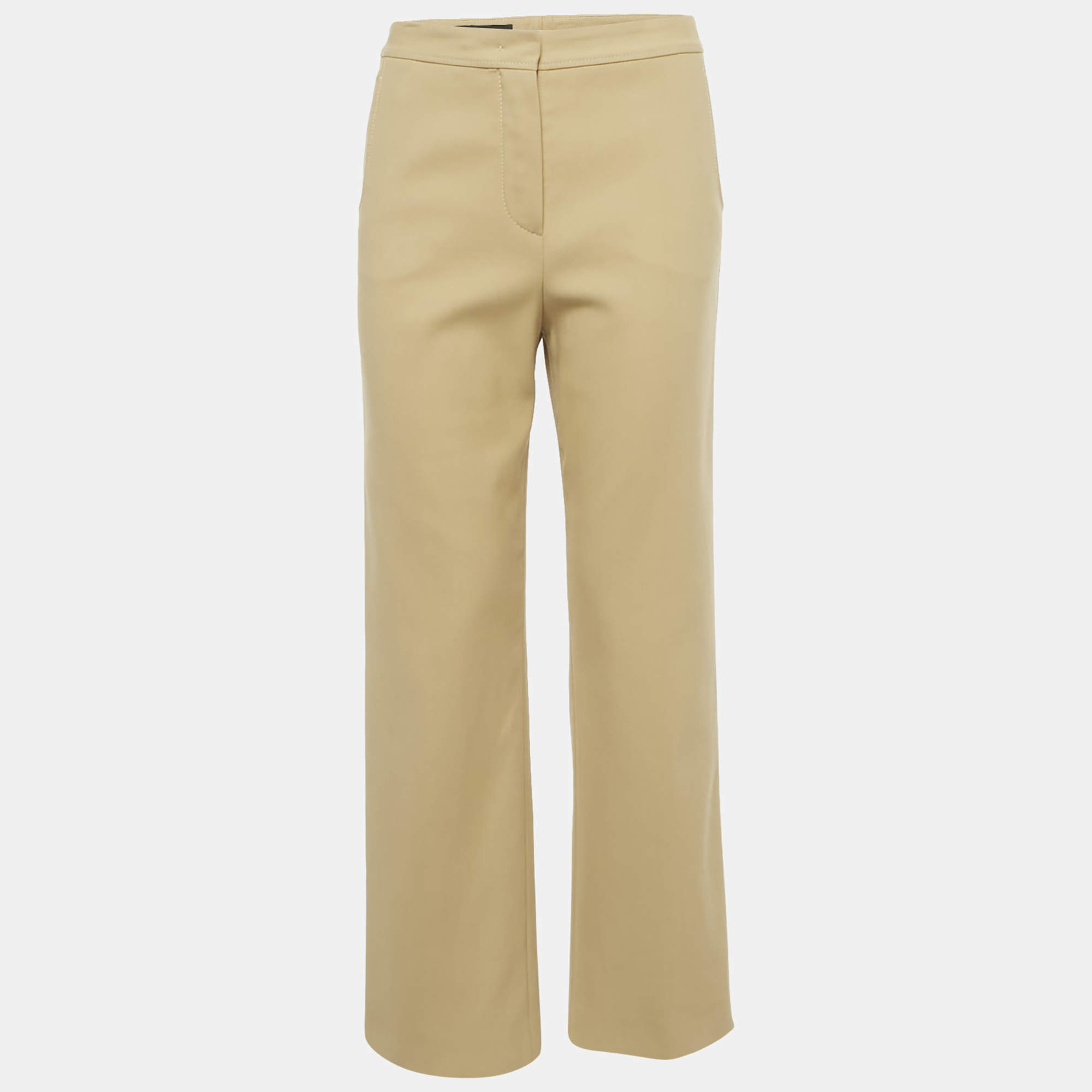 Pre Owned Loro Piana Beige Cotton Straight Leg Trouser S