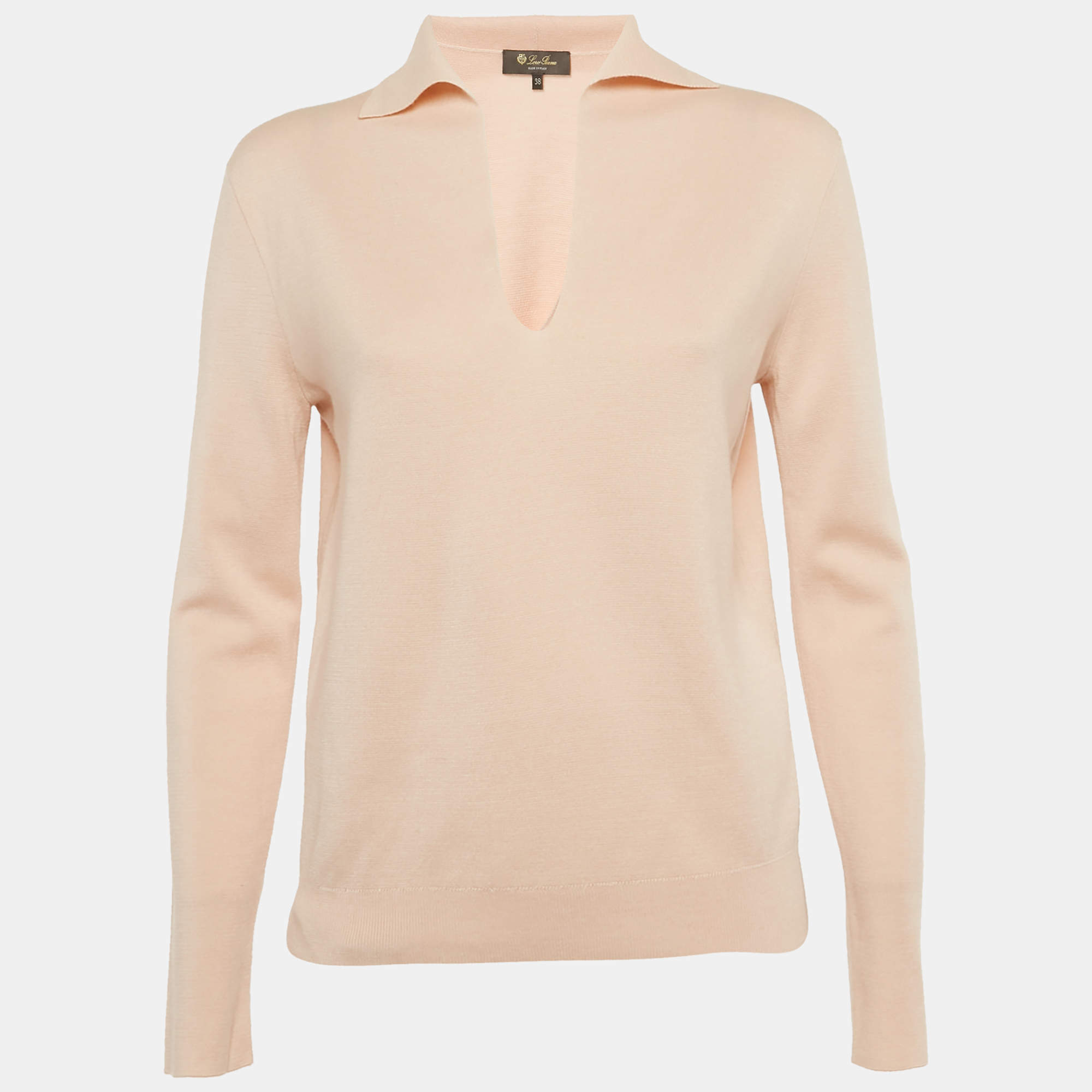 Pre Owned Loro Piana Pink/Peach Cashmere Long Sleeve Pullover S