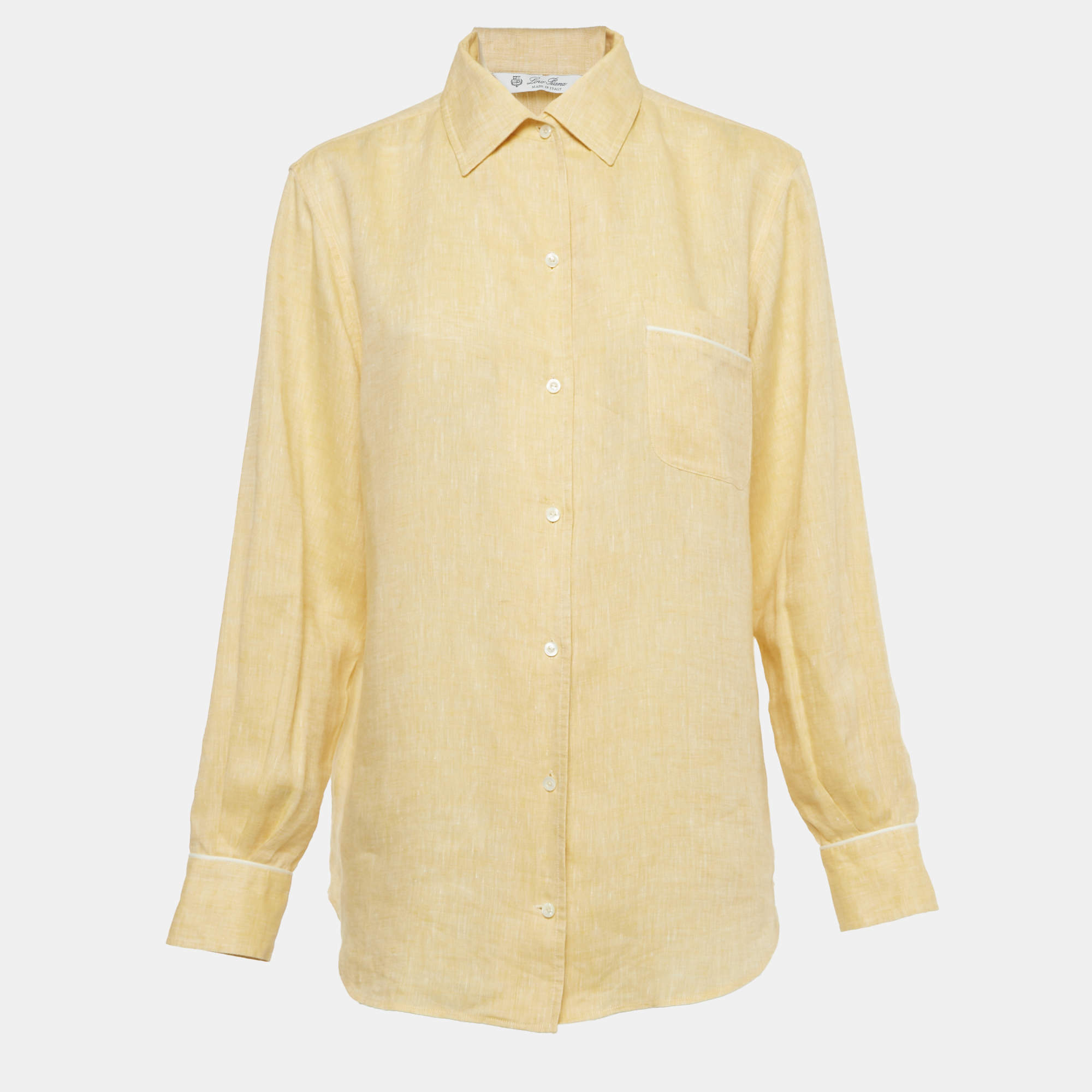 Pre Owned Loro Piana Yellow Linen Neo André Shirt M