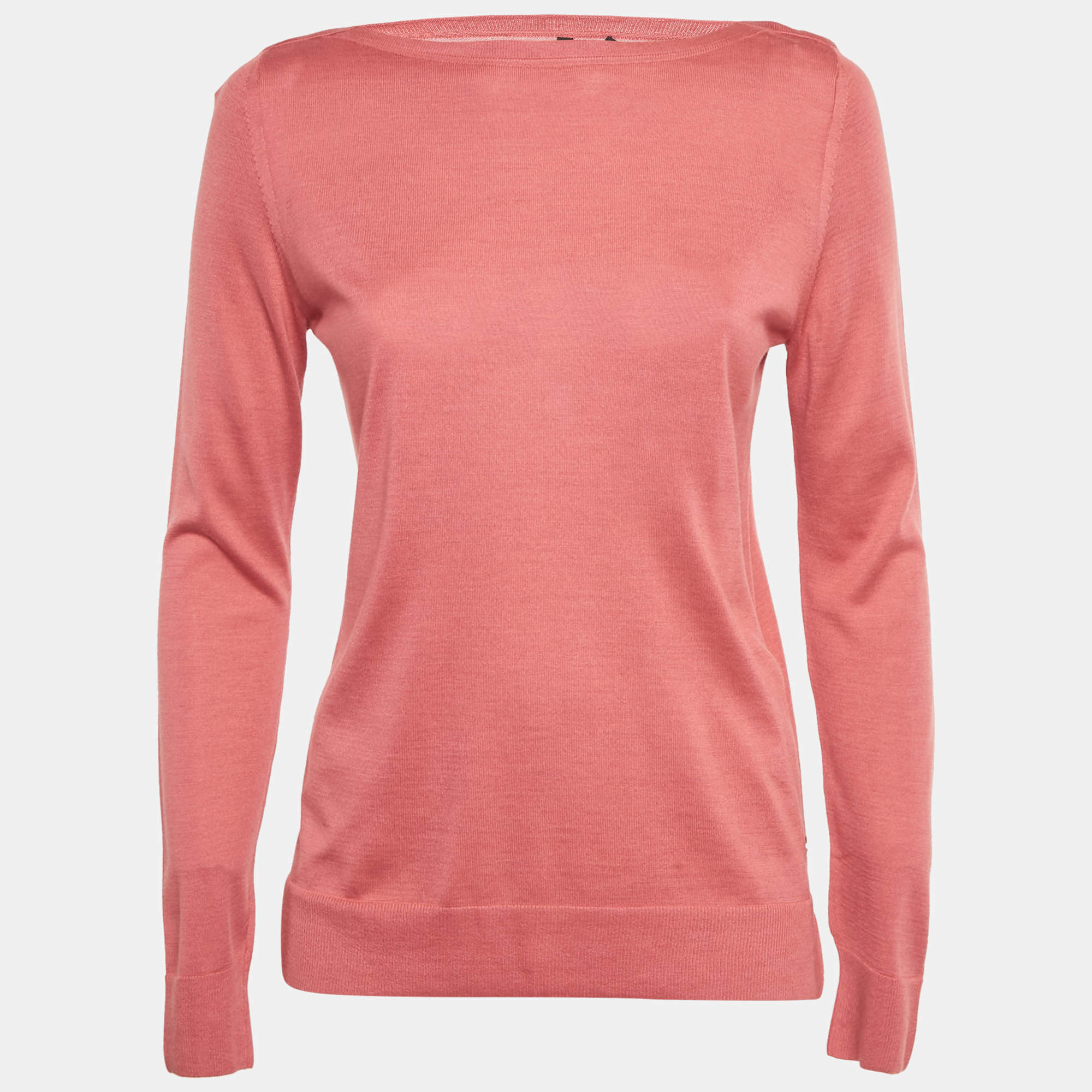 Pre Owned Loro Piana Pink Silk Knit Crewneck Sweater S