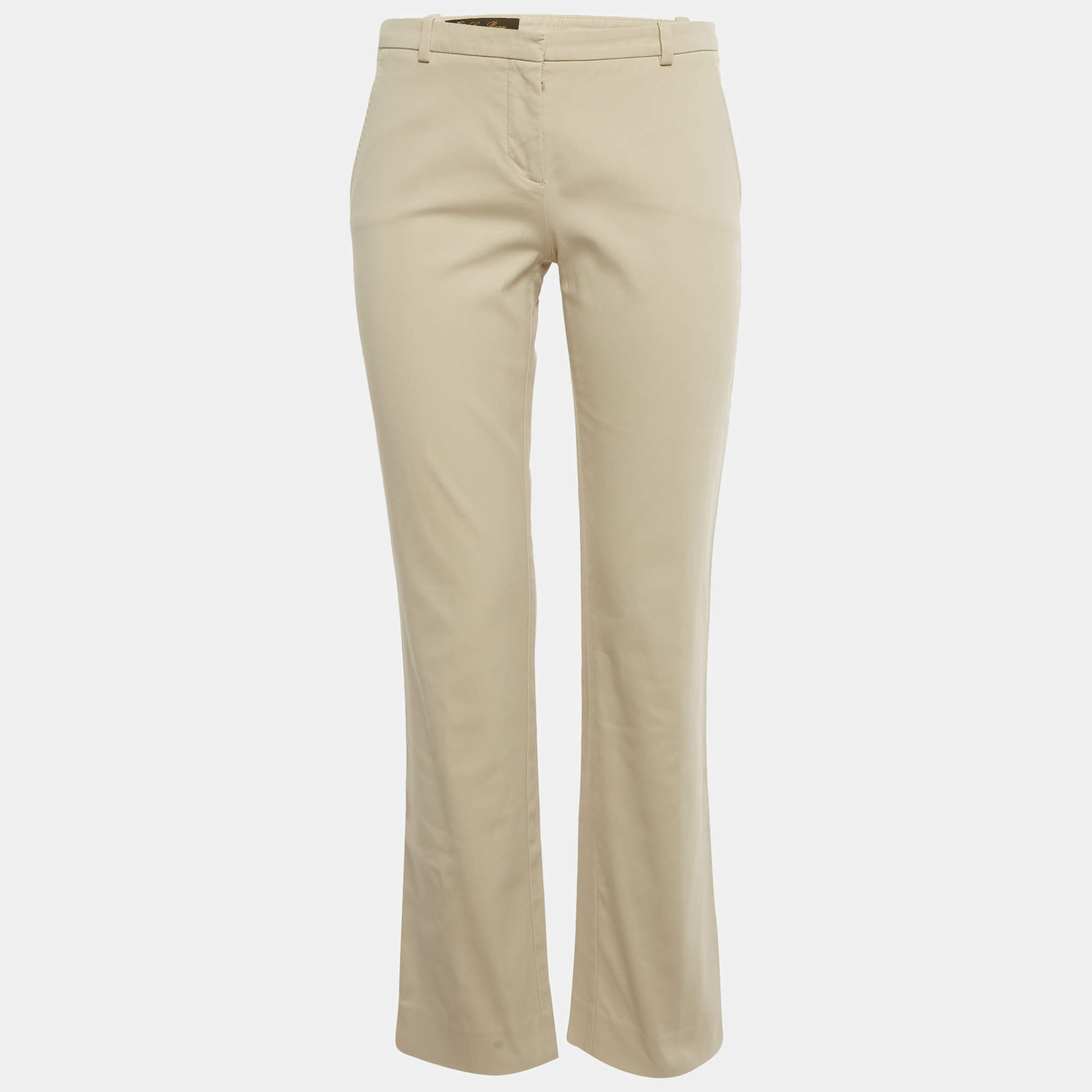 Pre Owned Loro Piana Beige Gabardine Formal Trousers S