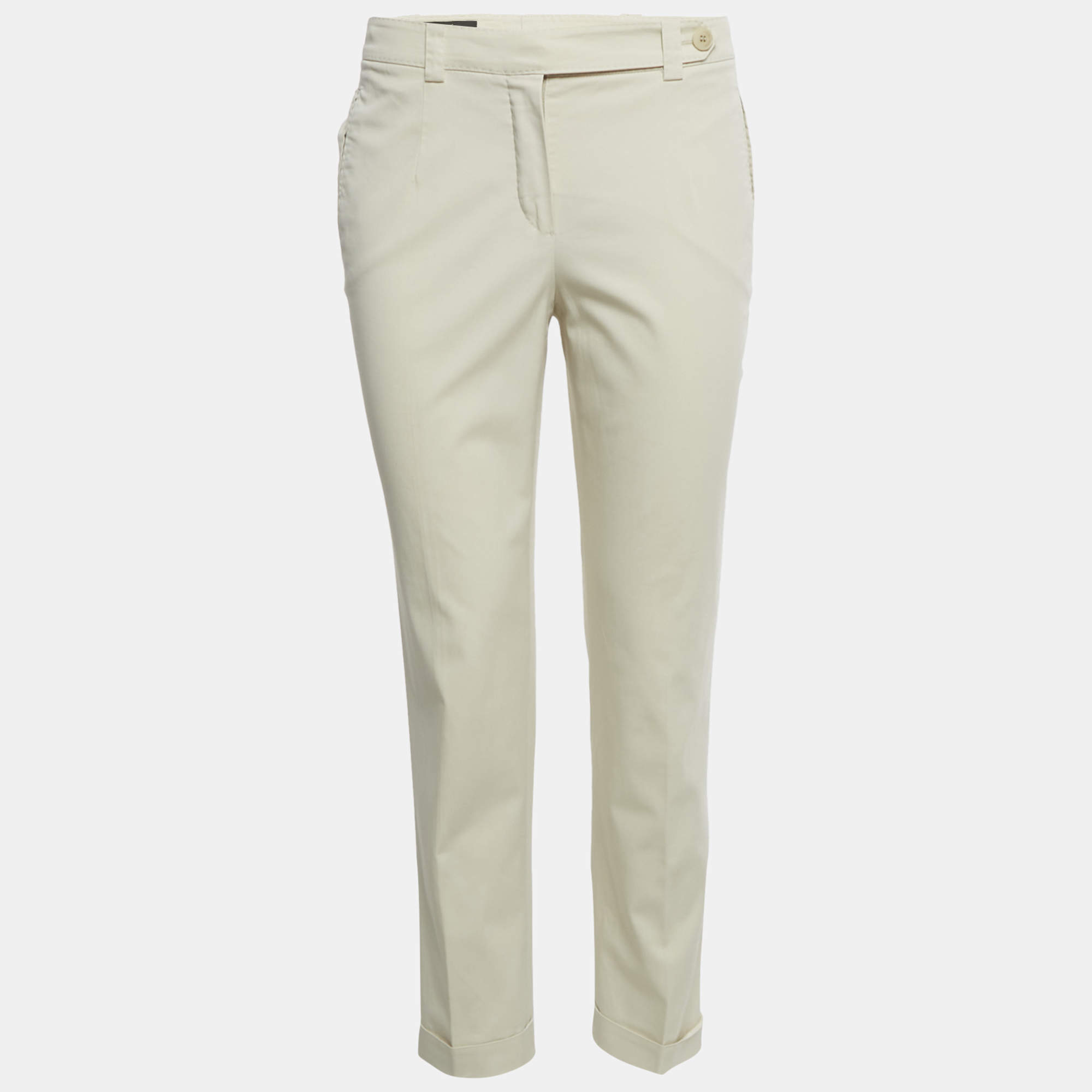 Pre Owned Loro Piana Beige Stretch Gabardine Formal Trousers S