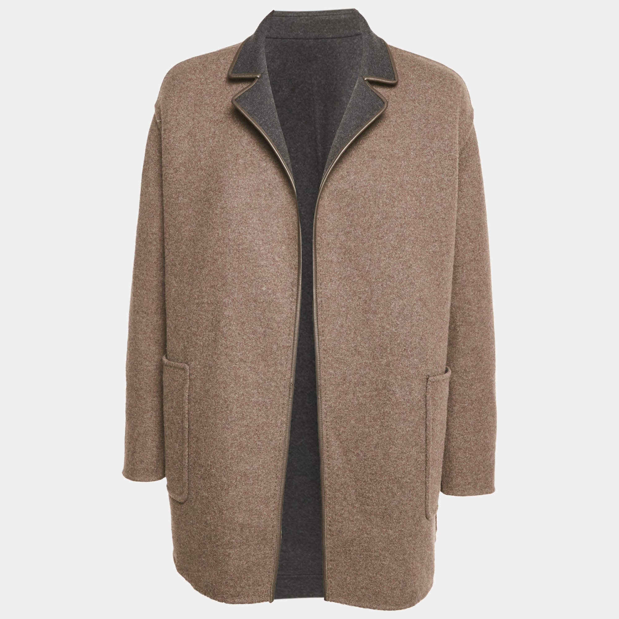 Pre Owned جاكيت لورو بيانا كشمير بني/رمادي للأطفال جيمي مقاس صغير