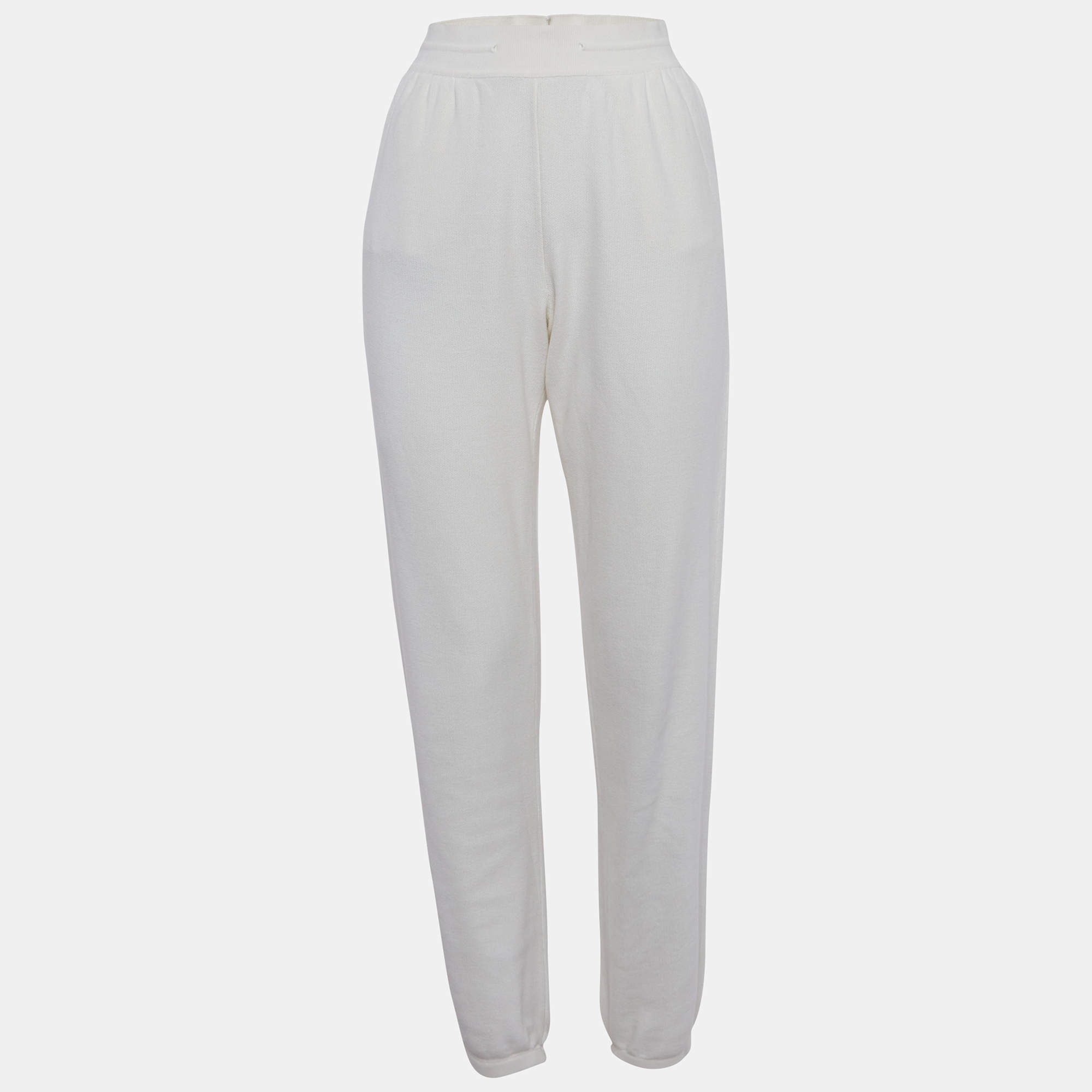 Pre Owned بنطلون لورو بيانا حياكة أبيض مائل للصفرة مقاس صغير (سمول)