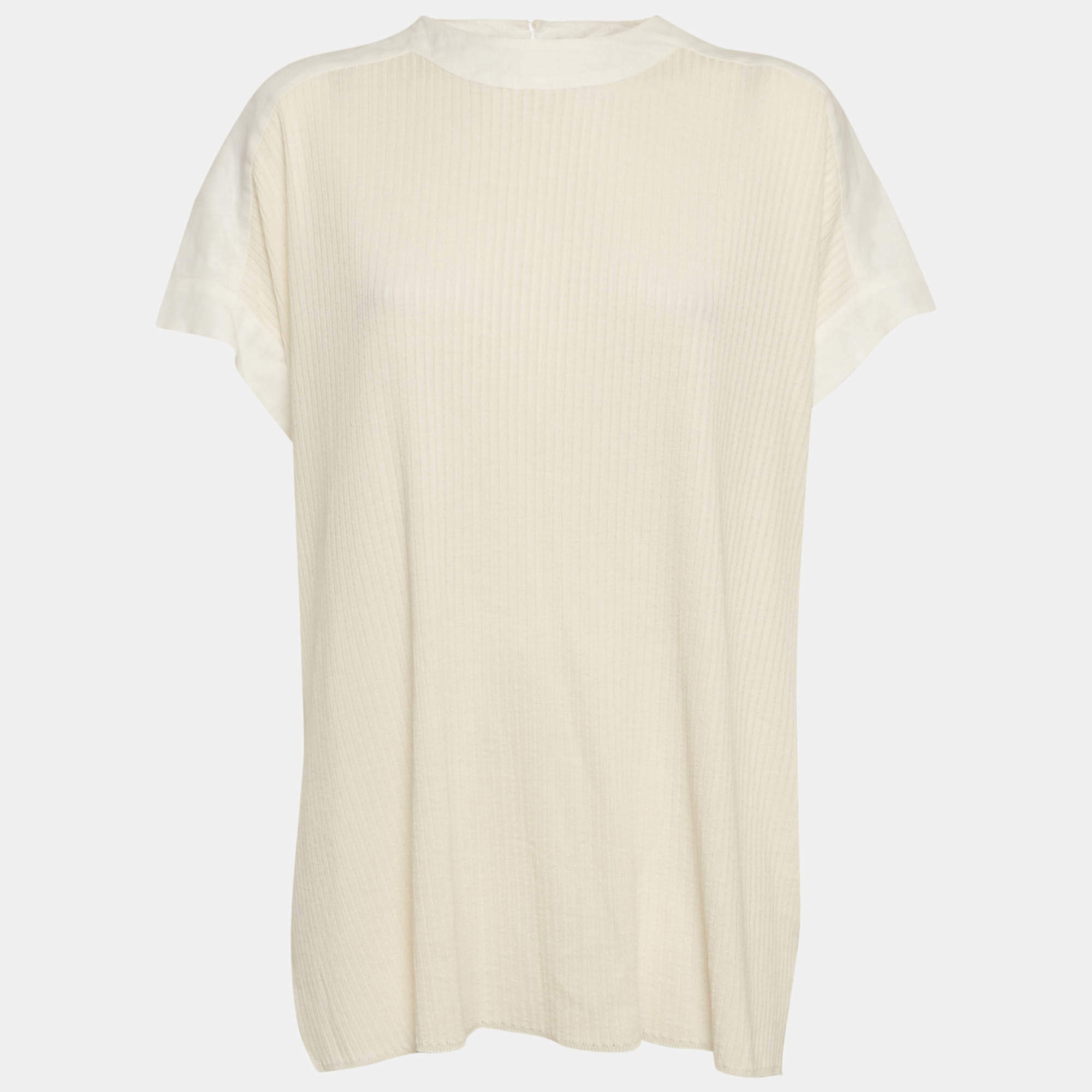 مملوكة مسبقًا Loro Piana Off-White Knit Tunic Top M 