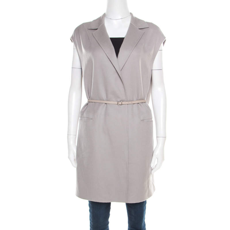 Pre Owned Loro Piana Grey Cashmere Belted Evan Gilet Vest M