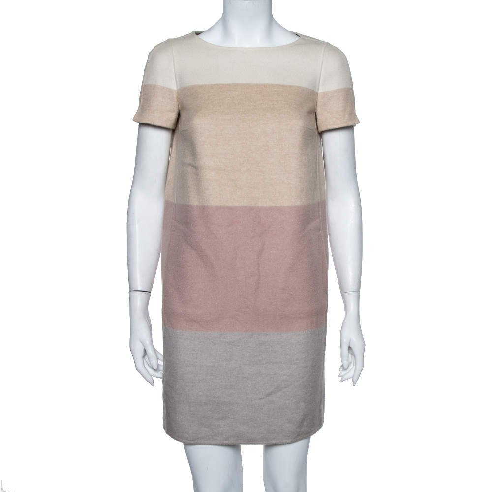 Pre Owned Loro Piana Colorblock Striped Cashmere Ellis Dress S