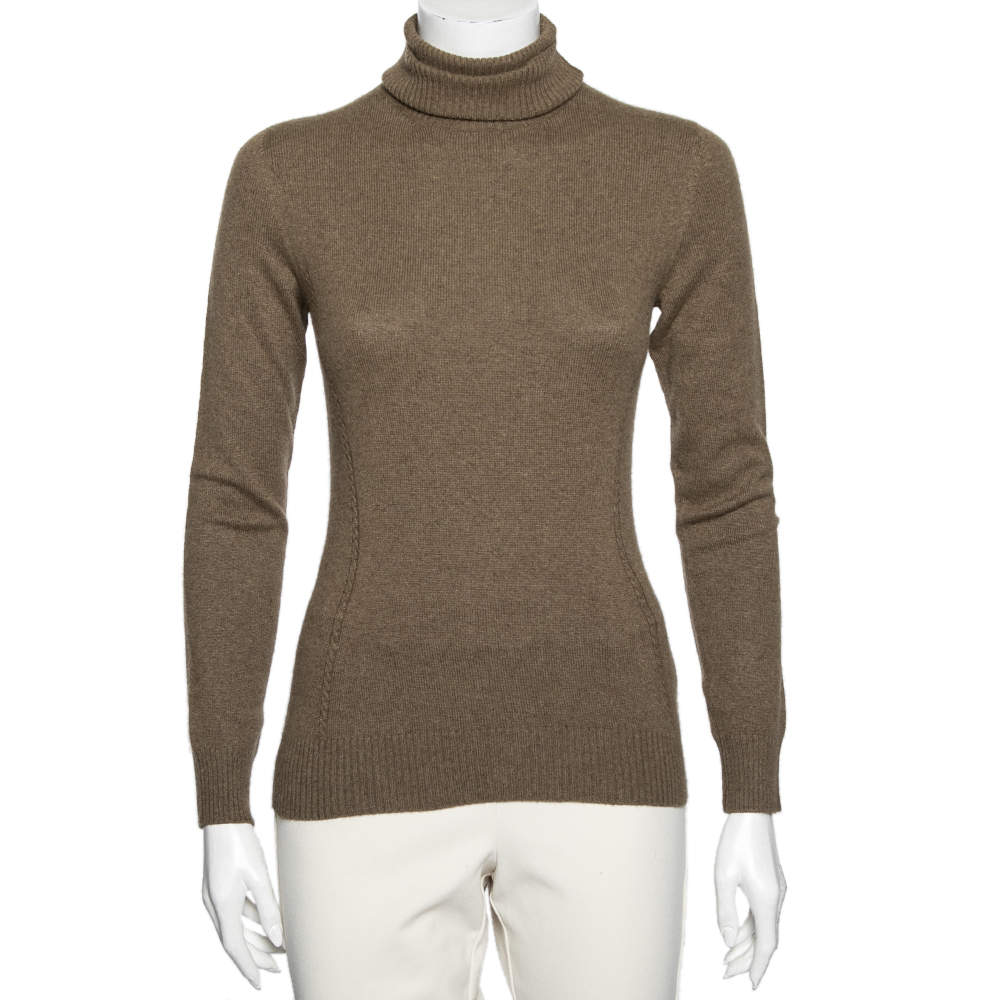 Pre Owned Loro Piana Brown Cashmere Turtleneck Sweater M