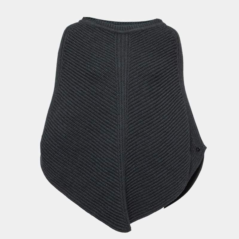Pre Owned Loro Piana Grey Baby Cashmere Knit Poncho One Size