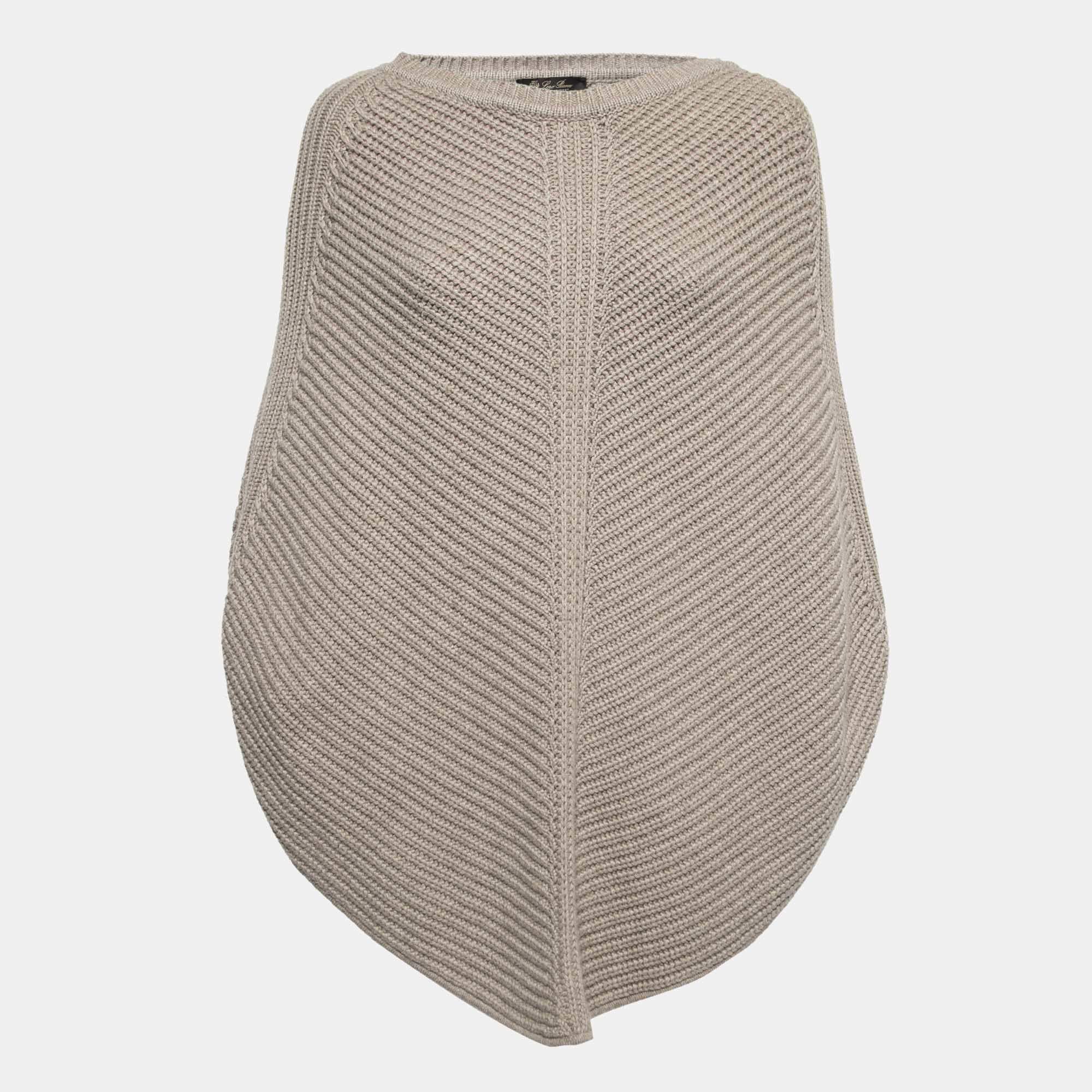 Pre Owned Loro Piana Light Brown Baby Cashmere Knitted Poncho One Size