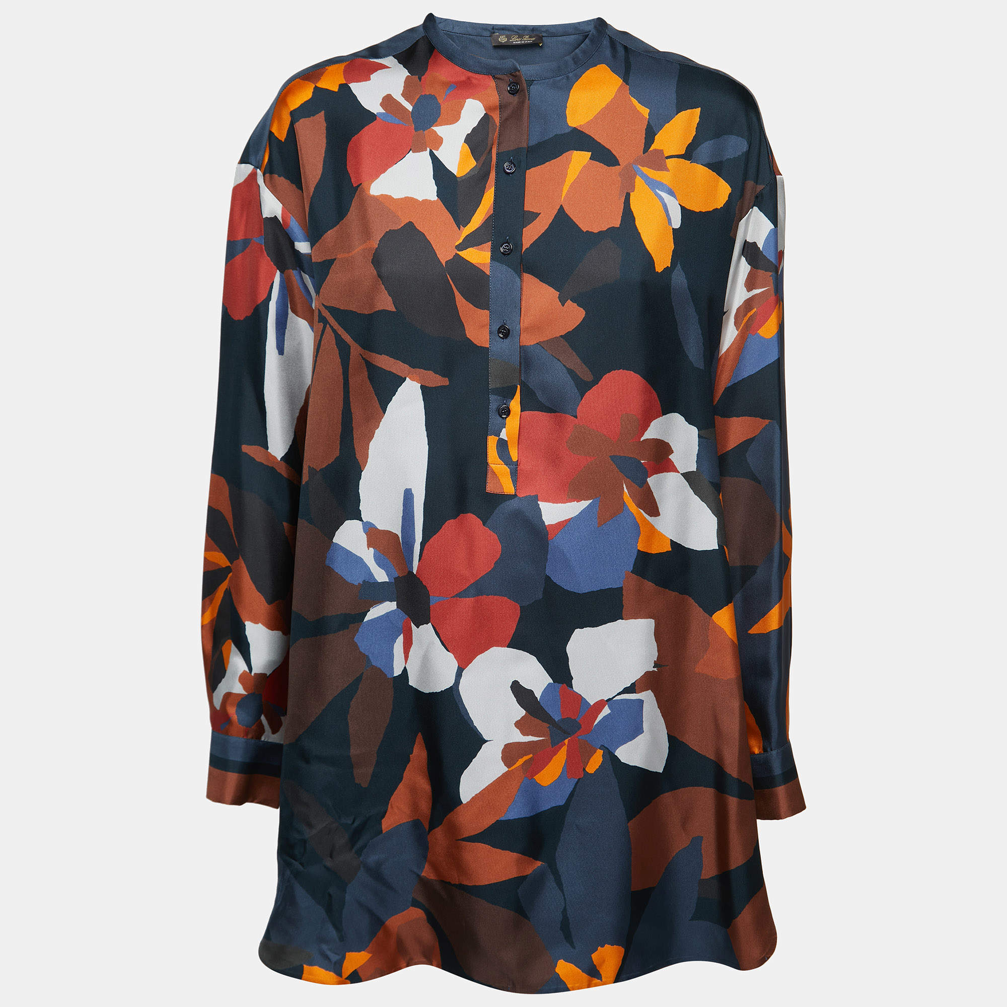 Loro Piana Multicolor Floral Printed Silk Button Front Shirt L