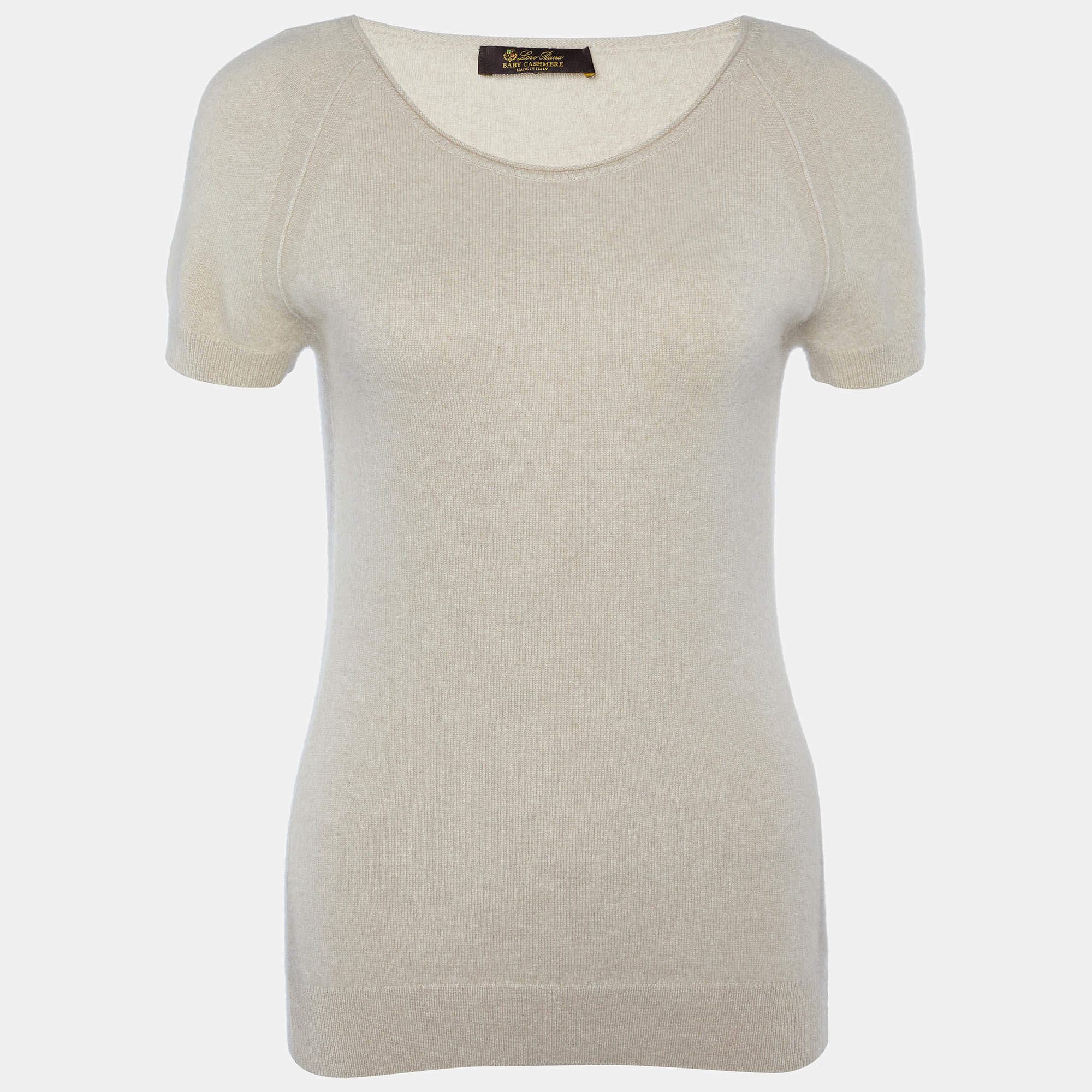 Pre Owned Loro Piana Beige Baby Cashmere Top M