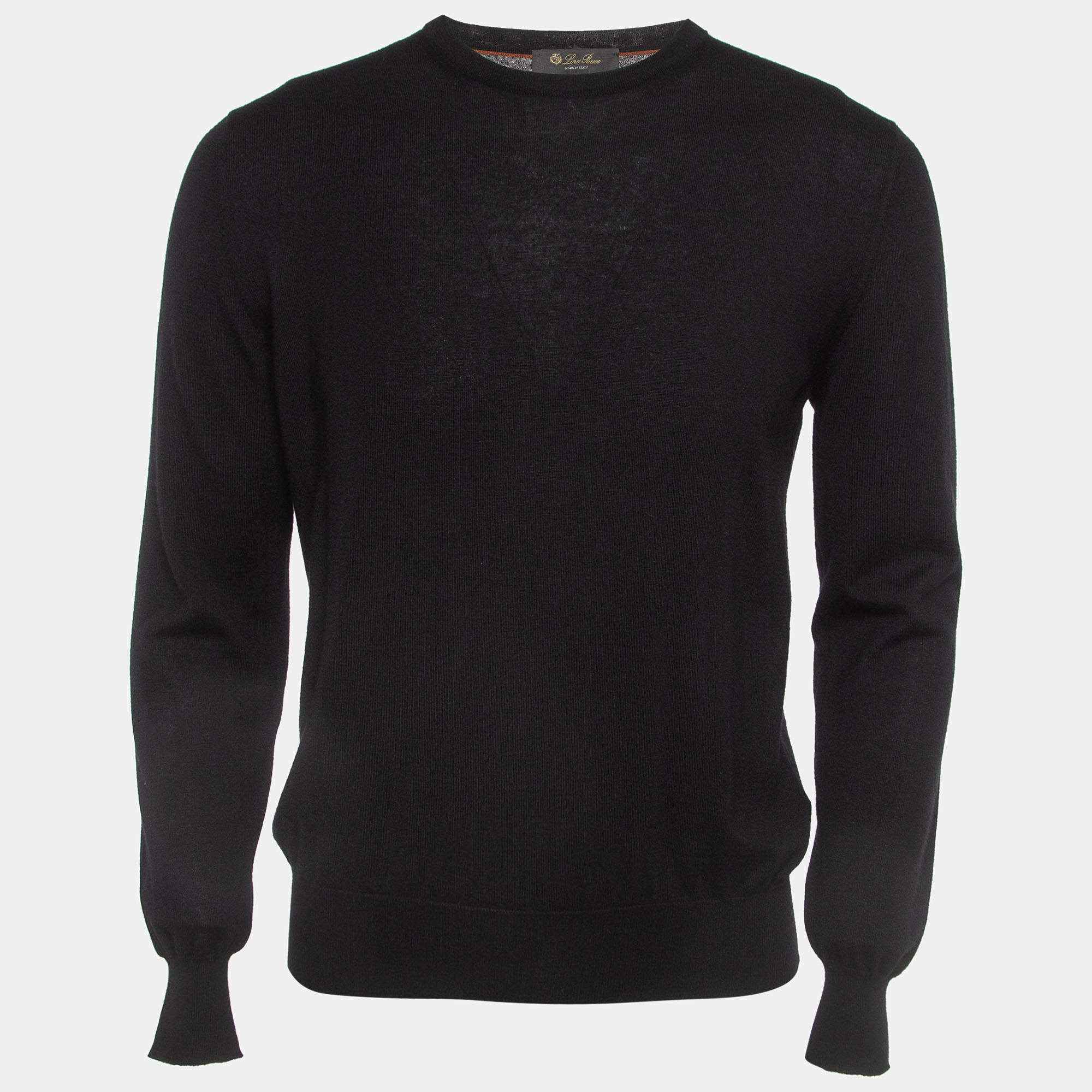 Pre Owned Loro Piana Black Cashmere Round Neck Sweater L