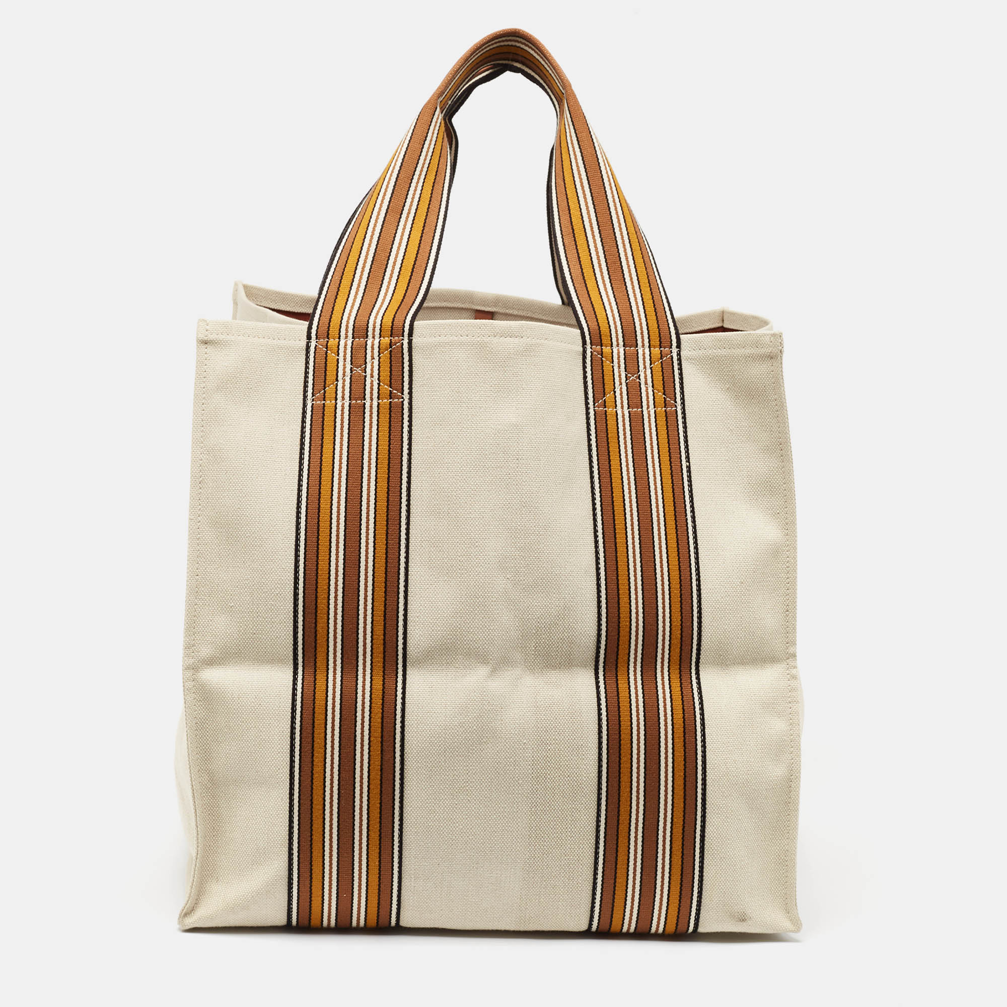 Loro Piana Natural/Multicolor Canvas The Suitcase Striped Tote