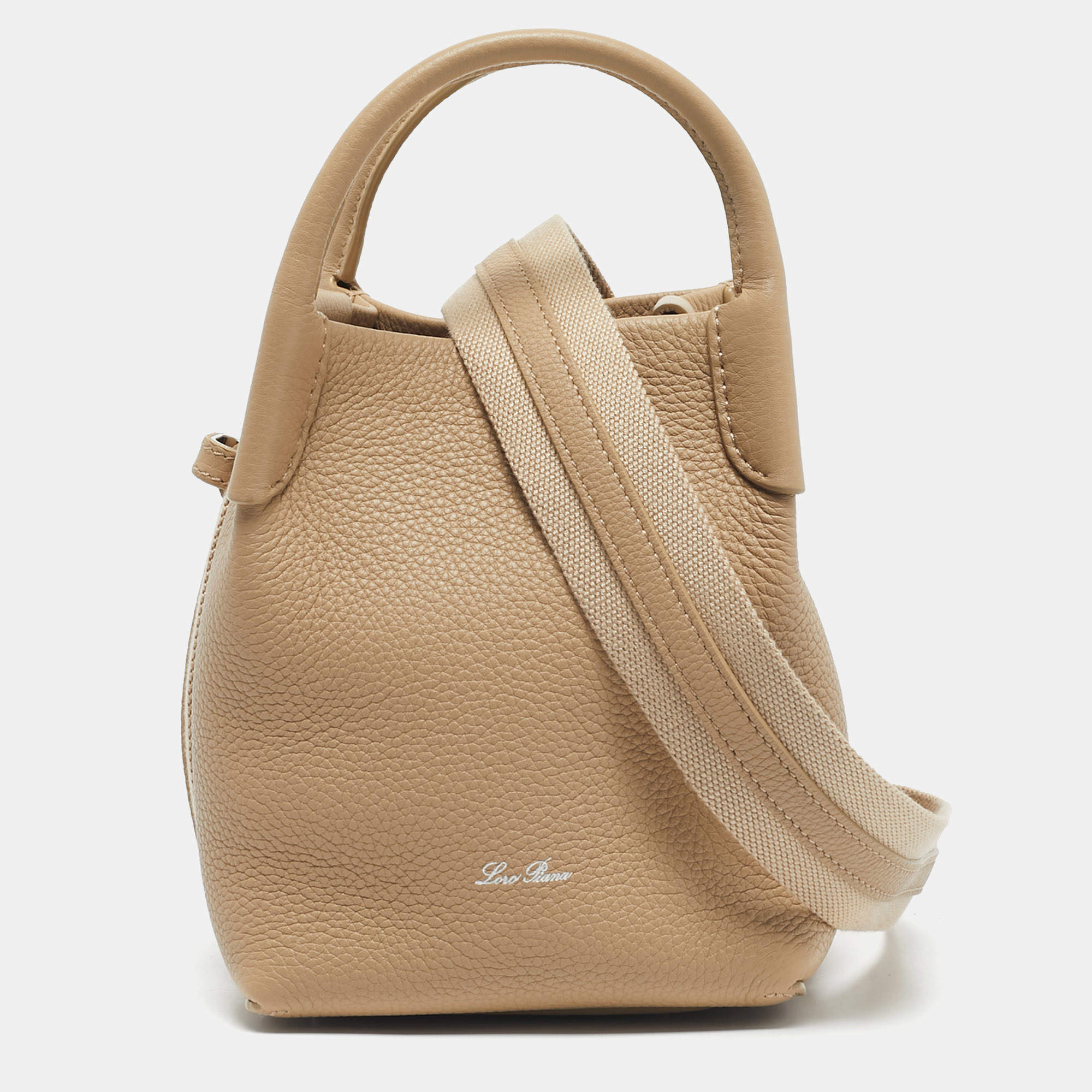 Pre Owned Loro Piana Light Mastic Leather Micro Bale Shoulder Bag