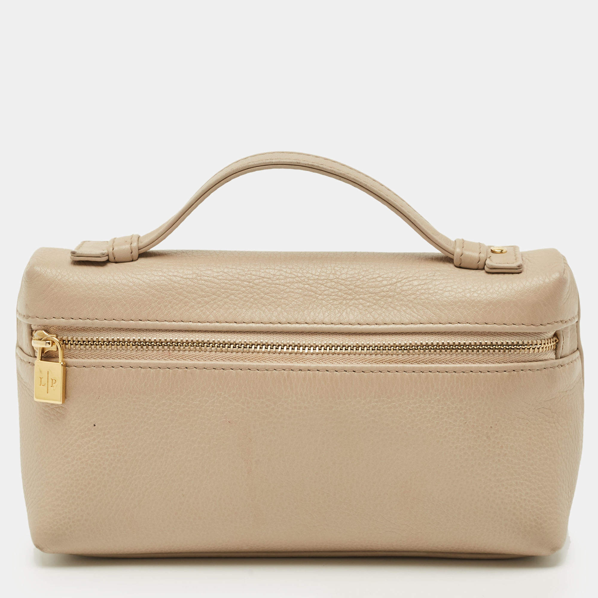 Pre Owned Loro Piana Beige Leather Extra Pocket L19 Pouch