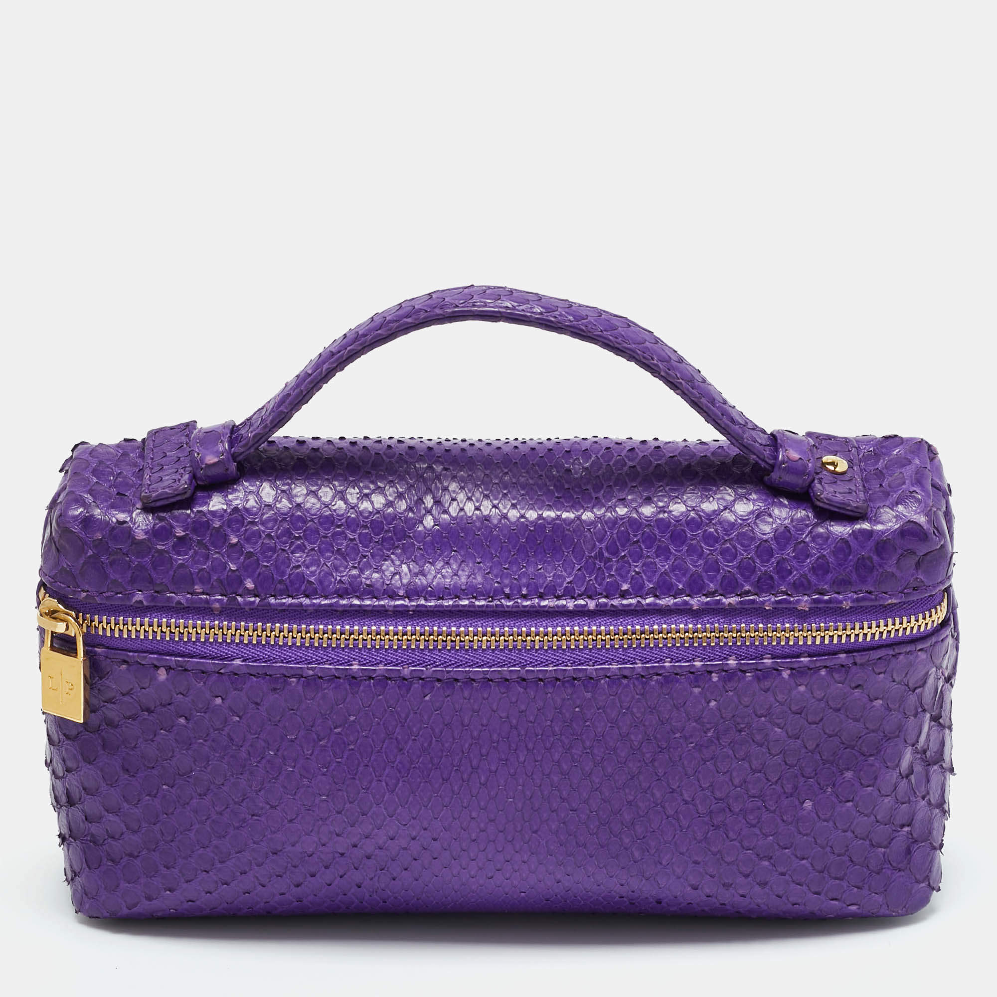 Pre Owned Loro Piana Purple Snakeskin Extra Pocket L19 Pouch