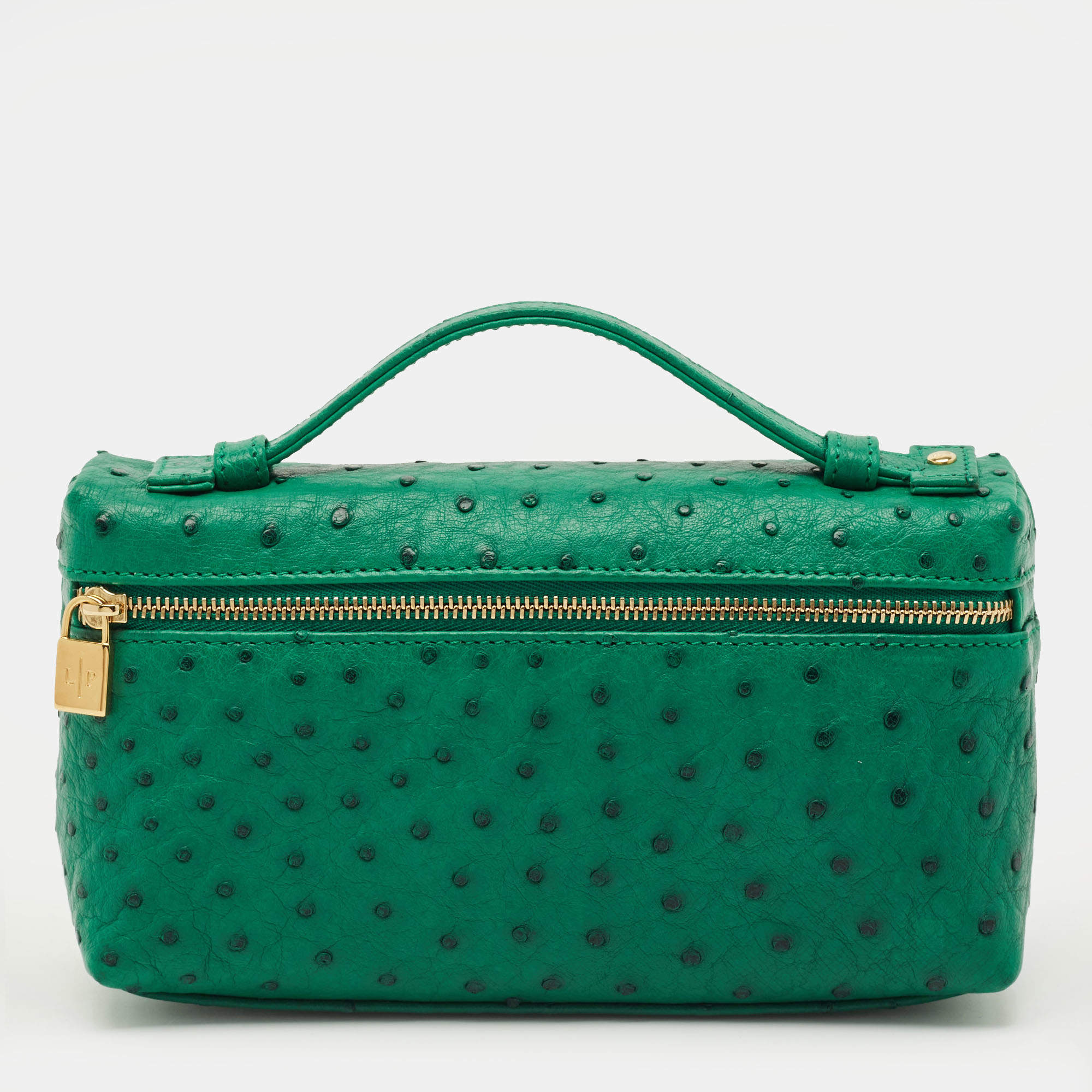مملوكة مسبقًا Loro Piana L19 Green Ostrich Zip Pouch