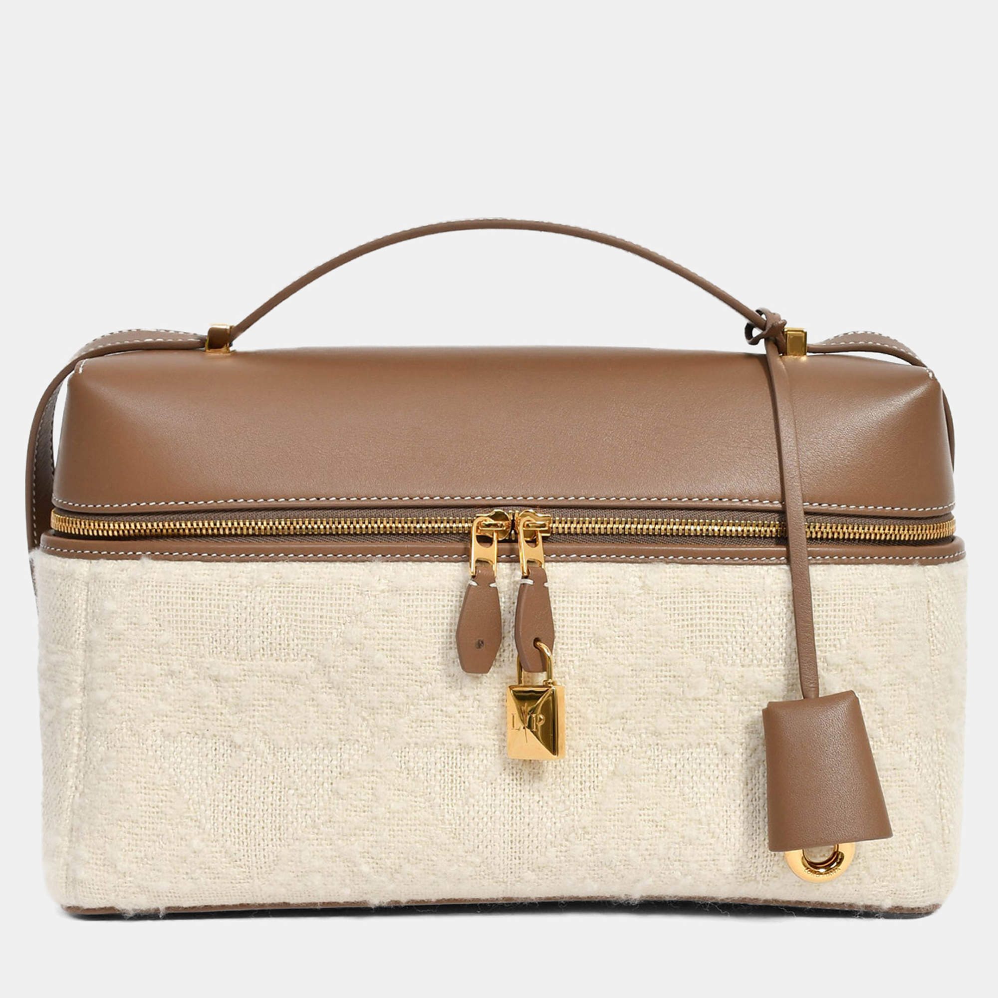 Pre Owned Loro Piana Taupe Smooth Calfskin  'Silk Extra Pocket L27' Bag