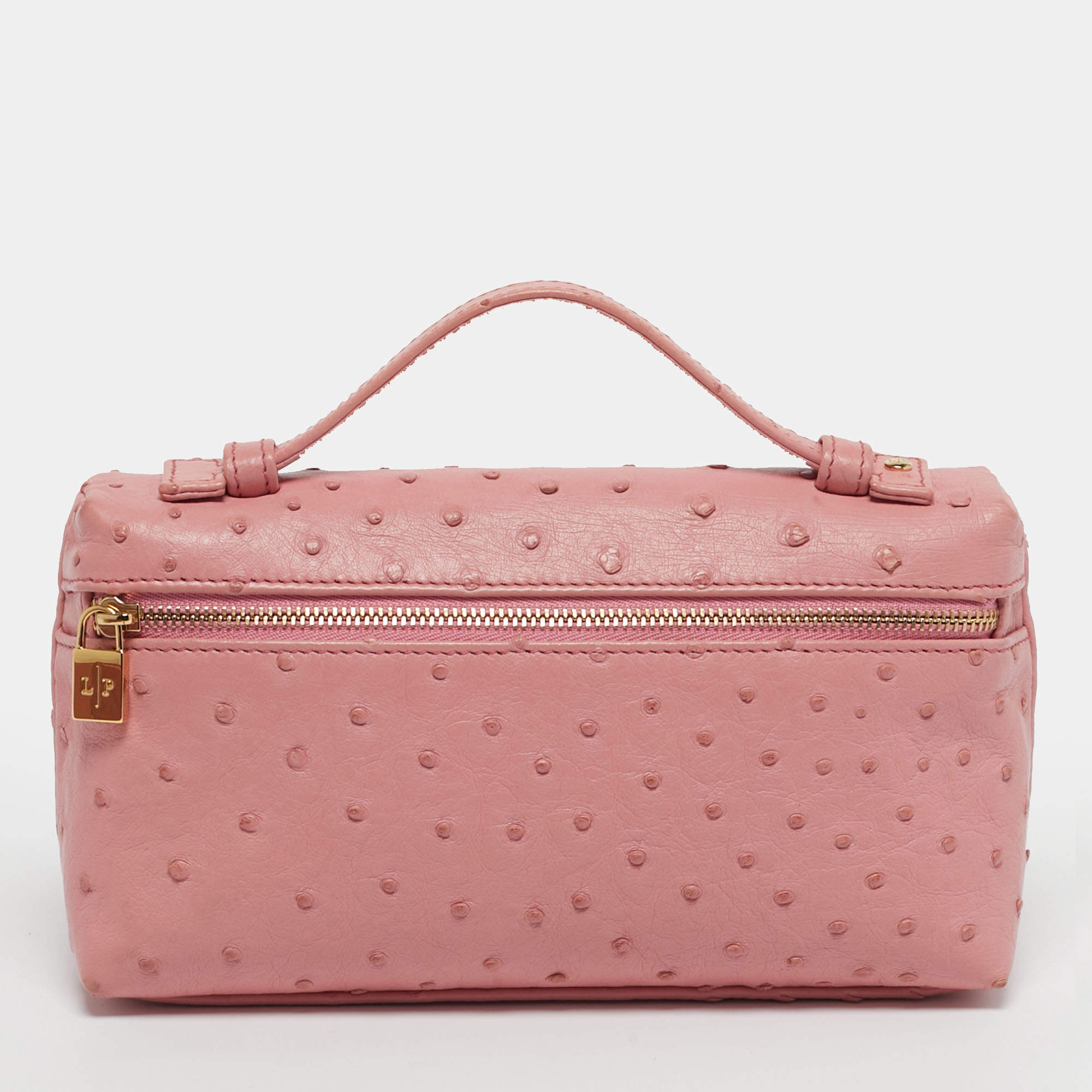 مملوكة مسبقًا Loro Piana L19 Extra Pocket Pink Ostrich Pouch