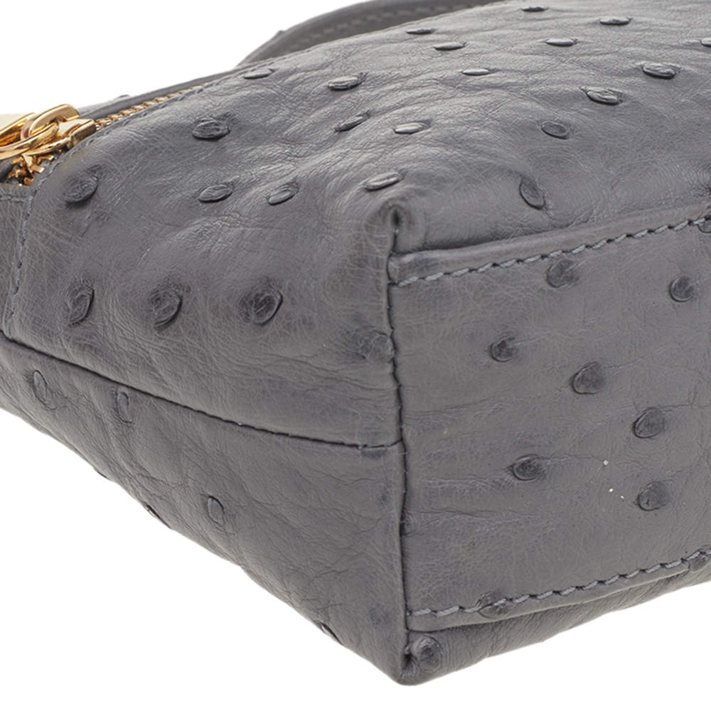 Loro Piana Pouch L19 Ostrich Leather Top-Handle Pouch Bag - ShopStyle