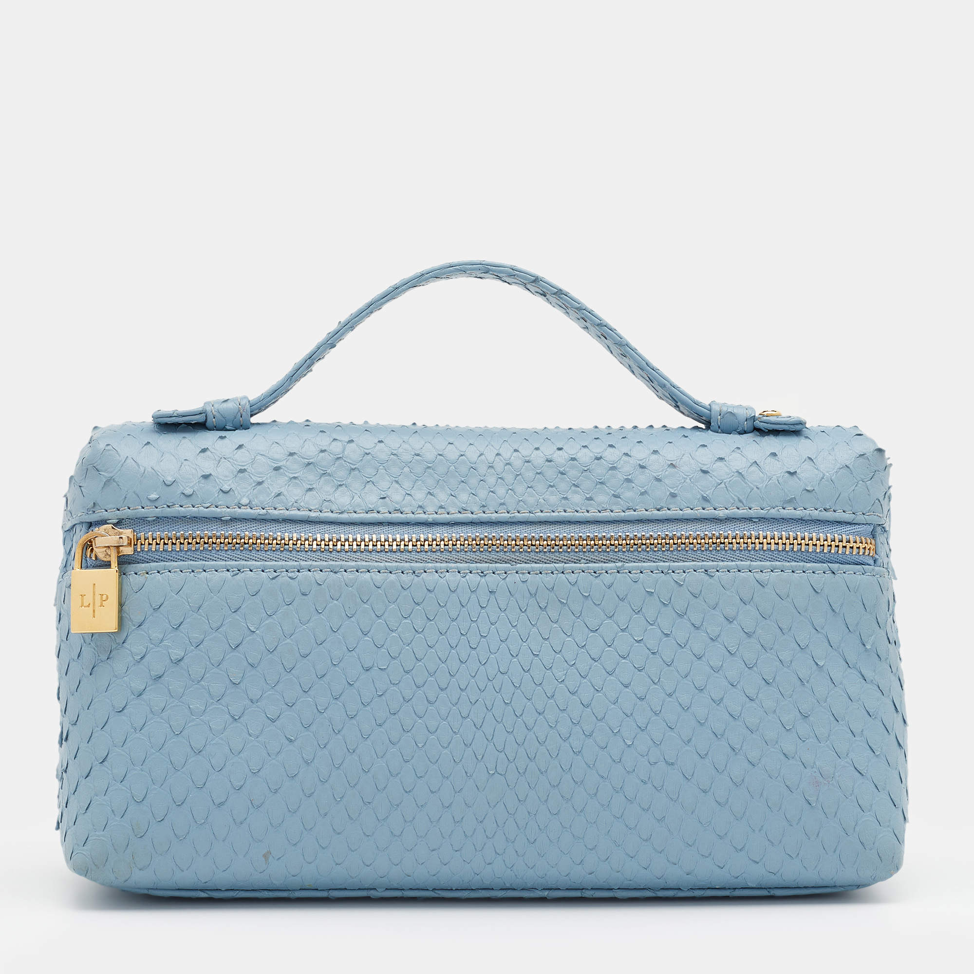 Loro Piana Light Blue Python Zip L19 Pouch