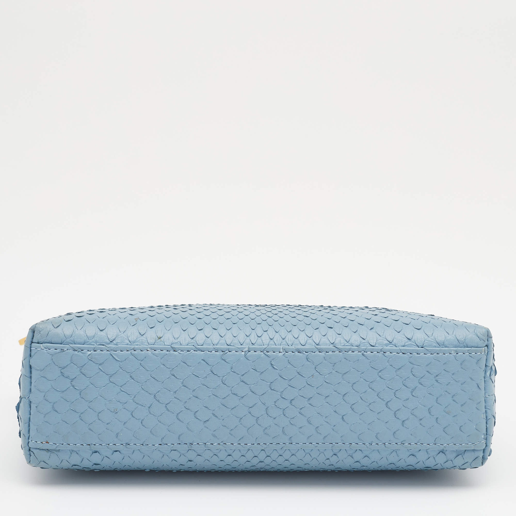 Loro Piana Light Blue Python Zip L19 Pouch Loro Piana