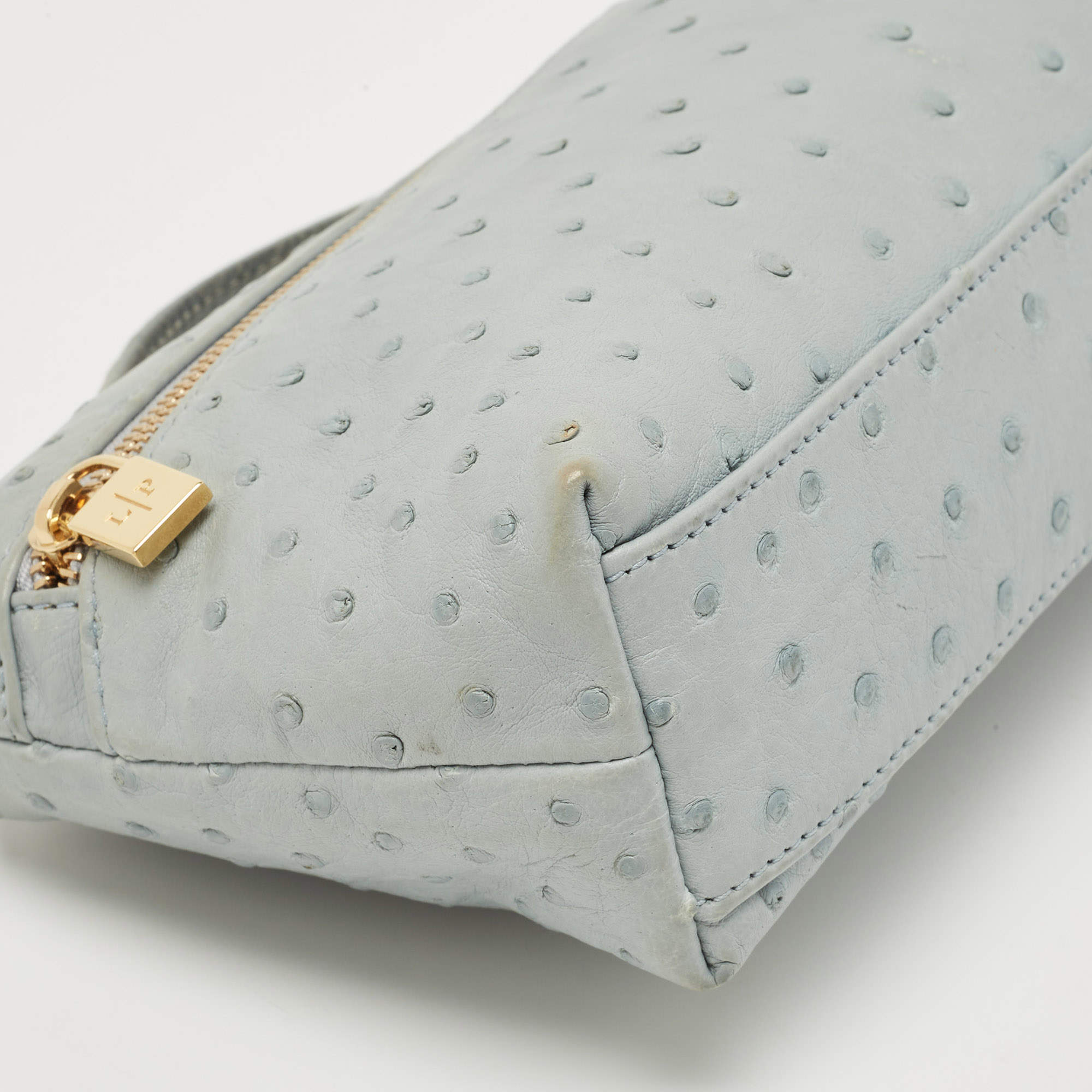 Loro Piana Pale Blue Ostrich L19 Pouch Loro Piana | The Luxury Closet