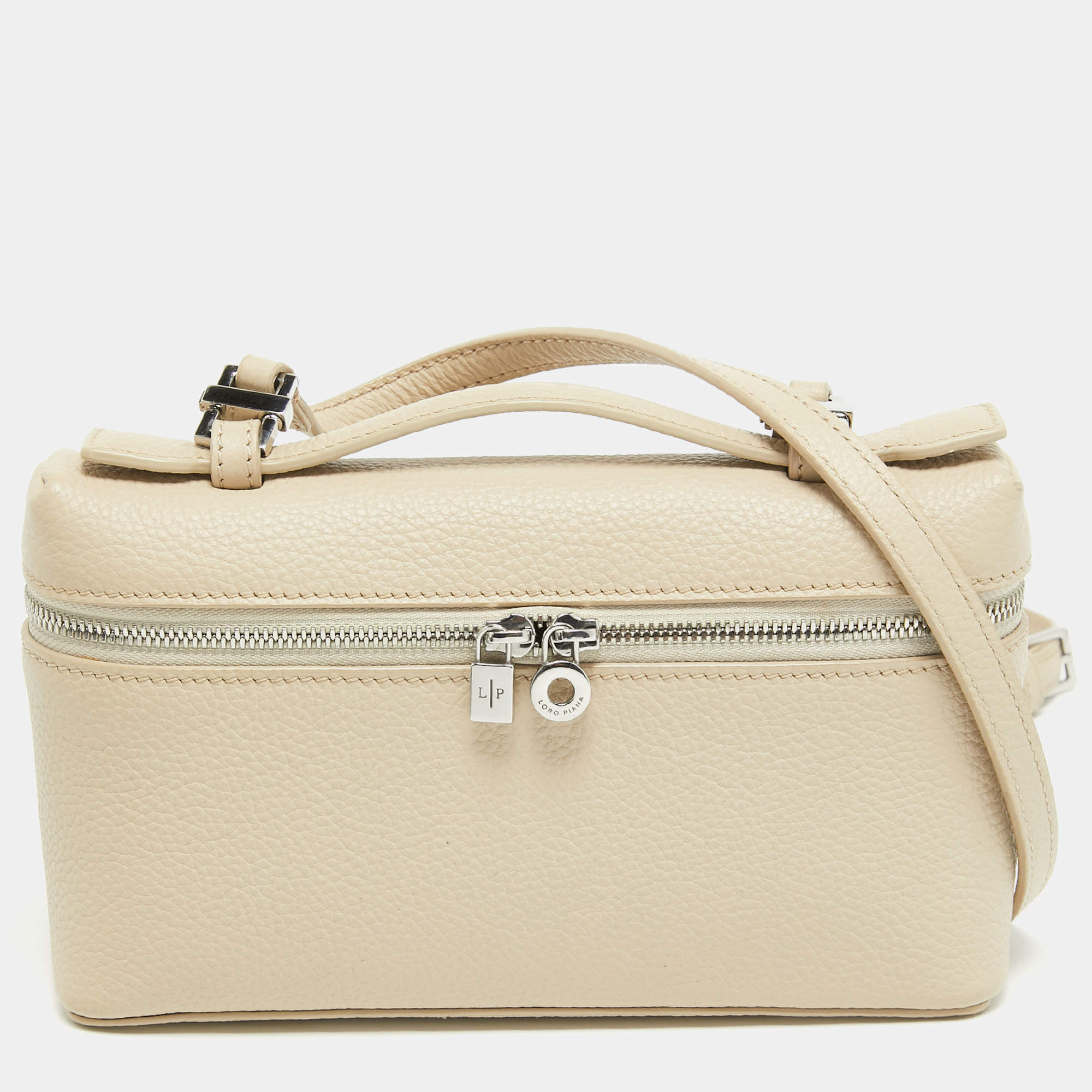 Pre Owned Loro Piana Beige Leather Extra Pocket L19 Pouch